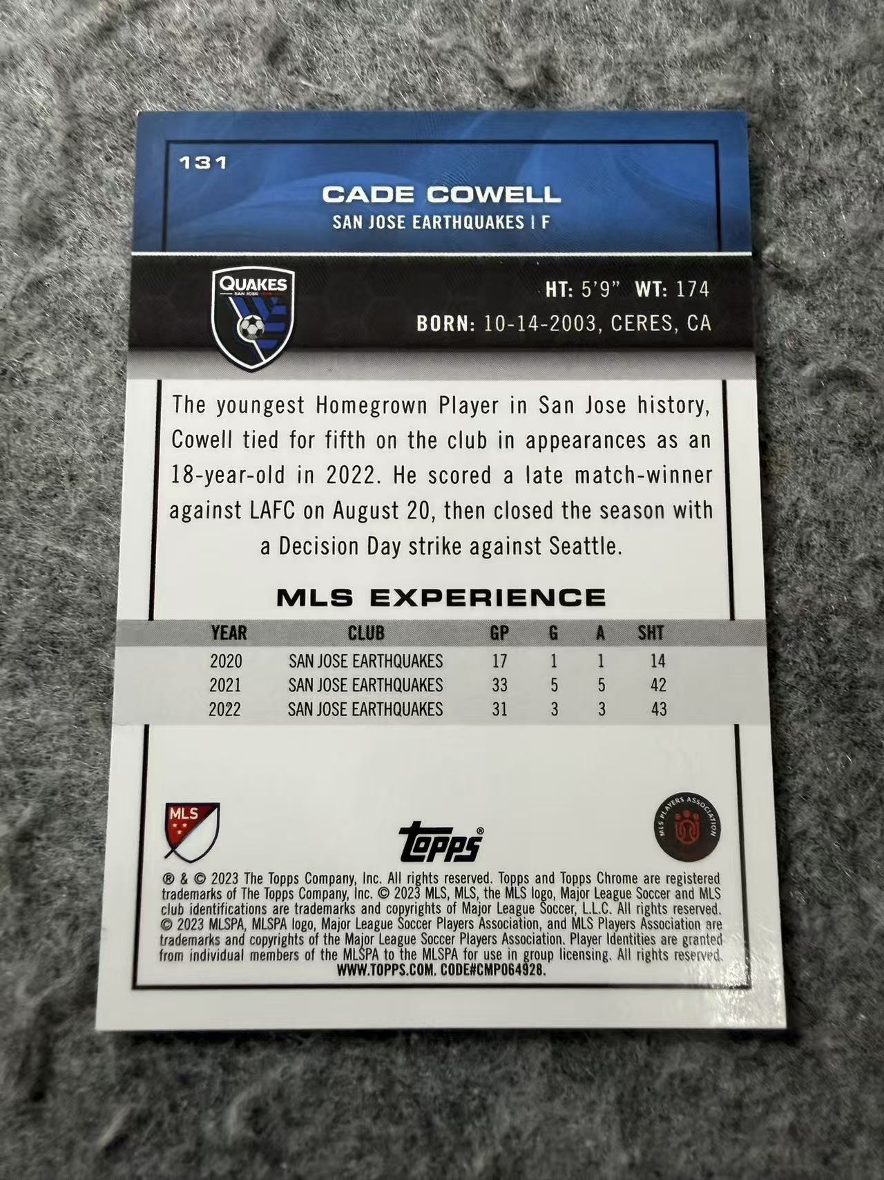 2023 Topps Chrome Cade Cowell 美职联 卡德 科维尔 199编 Soccer 卡品如图 瑕疵如图 值得收藏