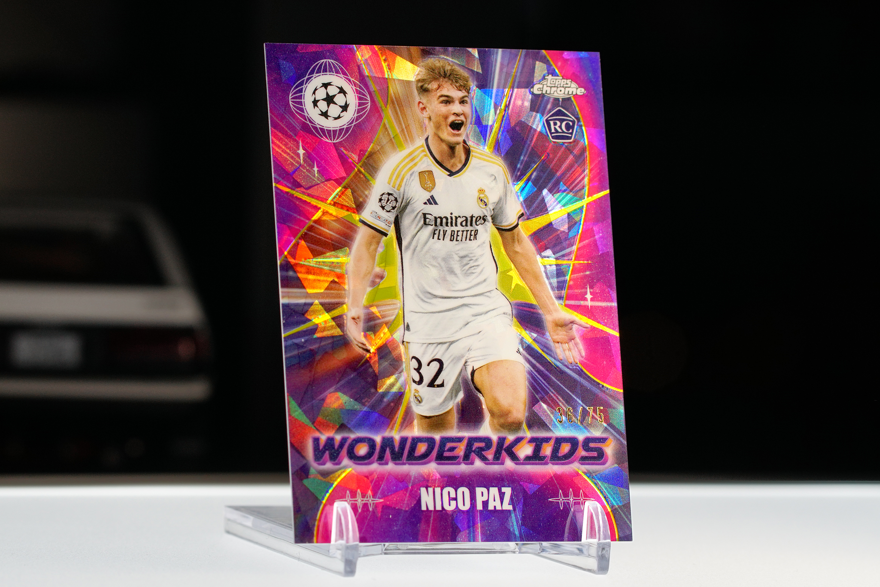 2023-24 Topps Chrome Nico Paz RC TC 欧冠 蓝宝石 皇马 皇家马德里 尼科 帕斯 帕兹 新秀 36 / 75编 黄冰折 Wonderkids