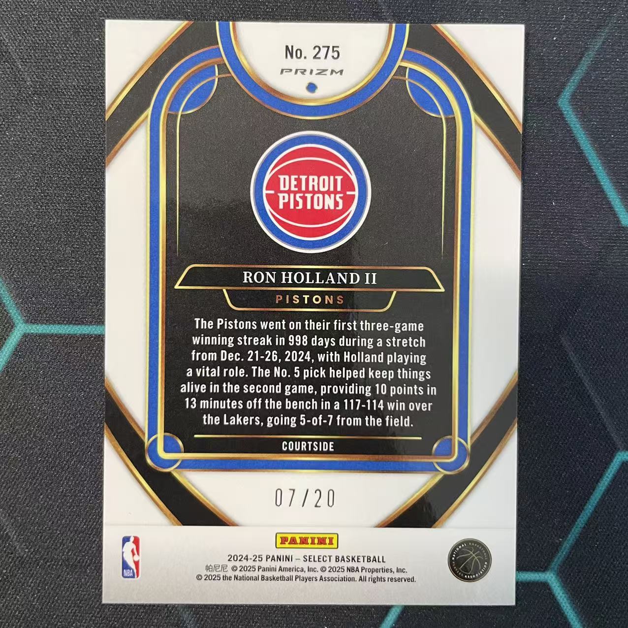 2024-25 Panini Select Ron Holland II RC 【阿福代卖】 罗恩 霍兰德二世 活塞 新秀 三色波纹折 20编 收藏必备 (行行行)