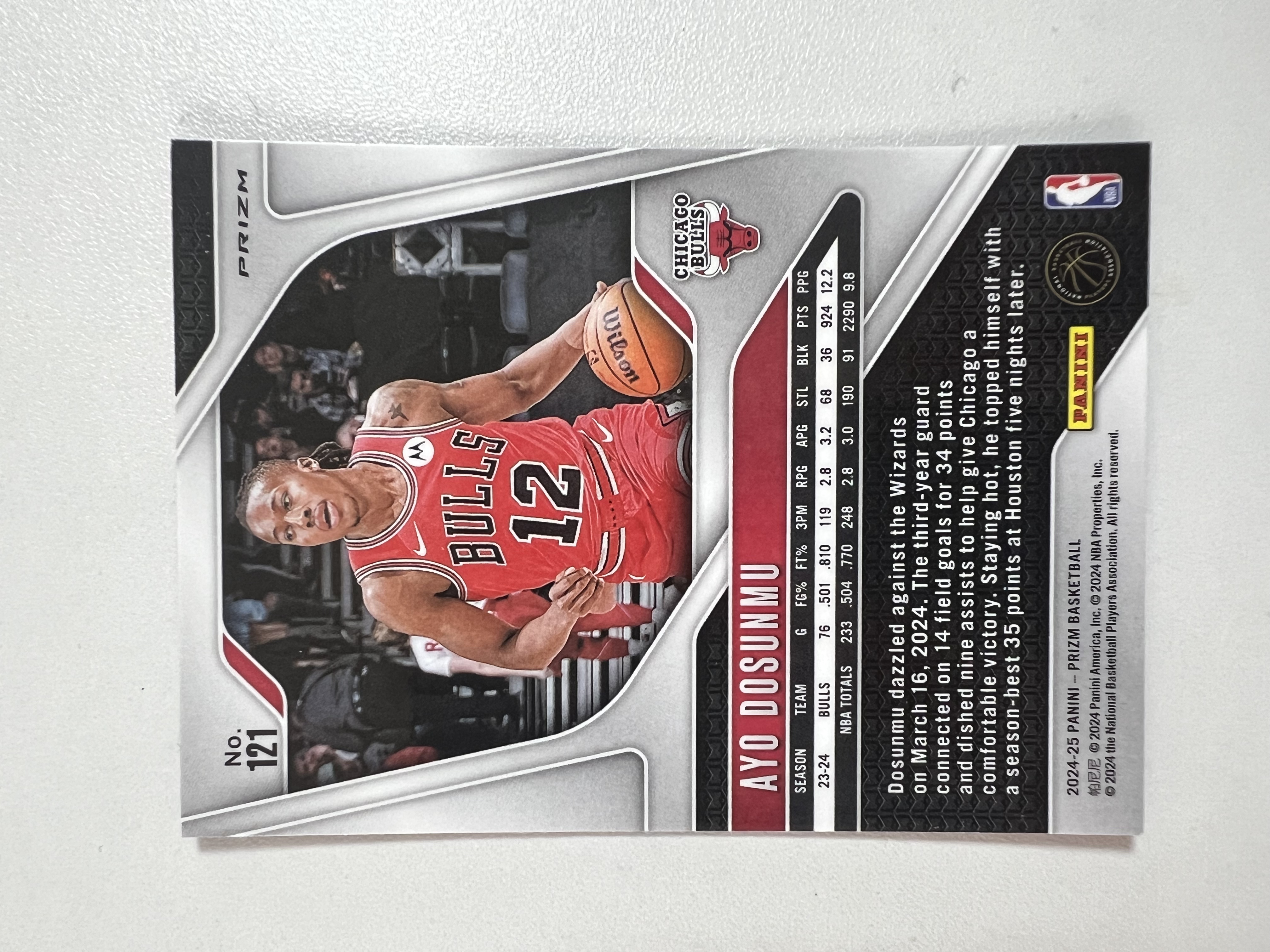 2024-25 Panini Prizm Ayo Dosunmu 多苏穆 公牛队 PZ 粉碎冰 HH03 收藏凑套 卡品如图