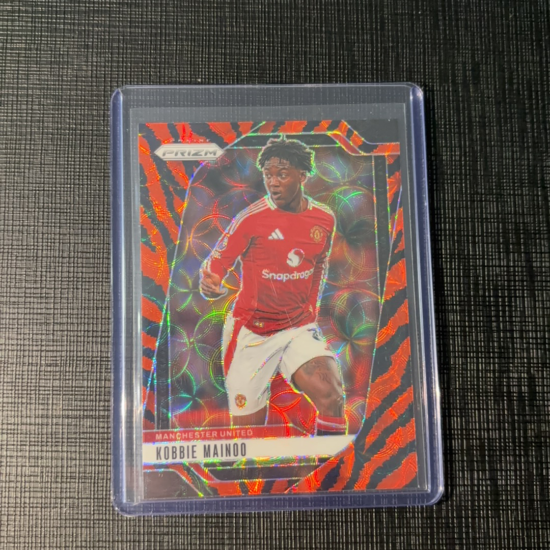 2024-25 Panini Prizm Kobbie Mainoo 曼联 梅努 虎皮圈圈折 sp大比例 choice独占 Tiger Stripe 细节如图 肉泥