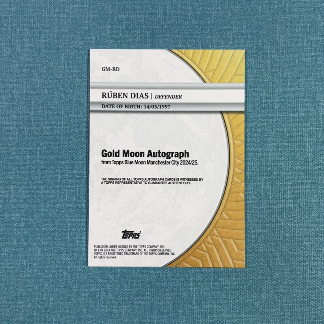 2023-24 Topps 曼城 蓝月 队盒 Ruben Dias 鲁本 迪亚斯 签字 16/25编 低编 橙折 卡品如图 FTU
