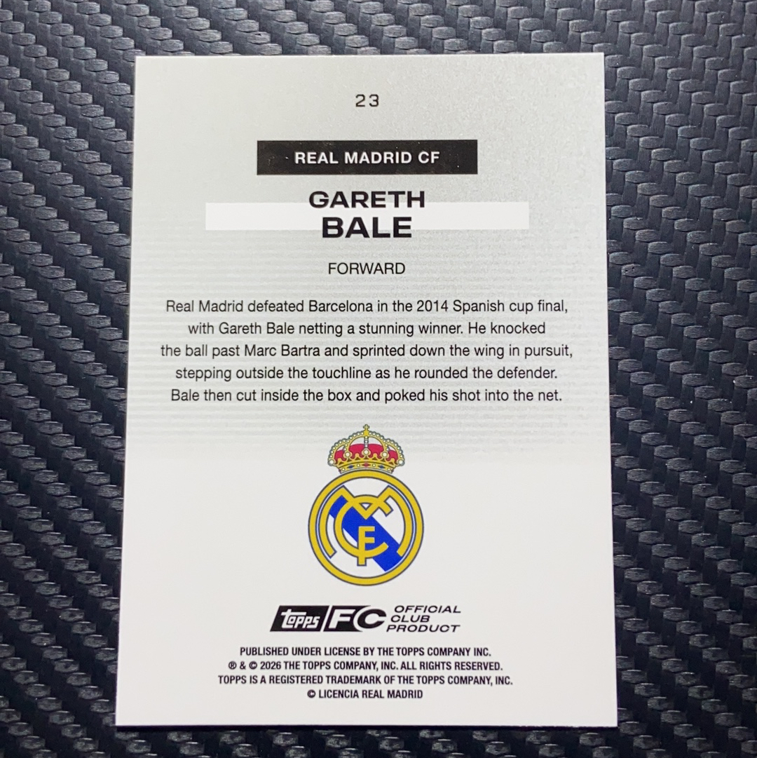 【小牛代拍】2026 Topps Team Set 皇马队盒 Gareth Bale 加雷斯 贝尔 高尔夫球手 皇马 95/150编 蓝碎冰折 Bona Fide Bal 卡品如图(archer)