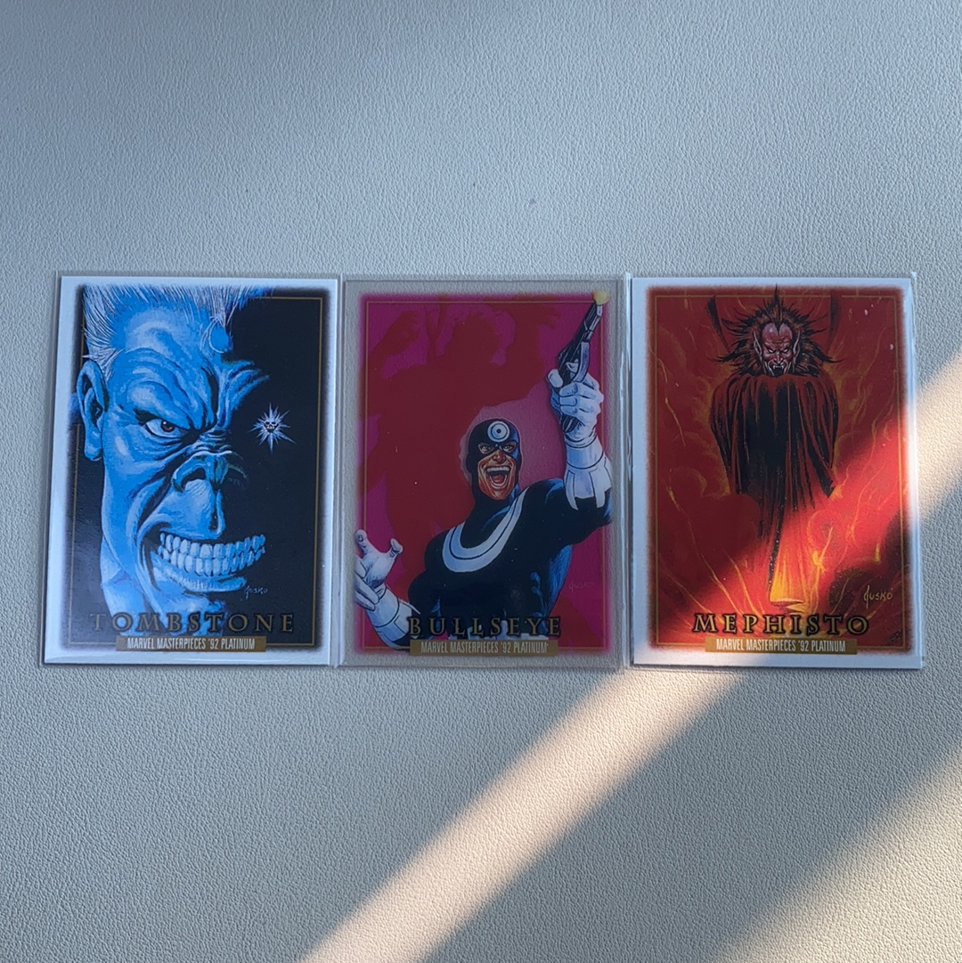 【弈卡代拍】2024 Upper Deck Marvel Masterpieces'92 Platinum 92白金复刻大师 特卡 皮革 透明胶片 耙眼 梅菲斯特等 3张打包 品相如图 糖醋鱼
