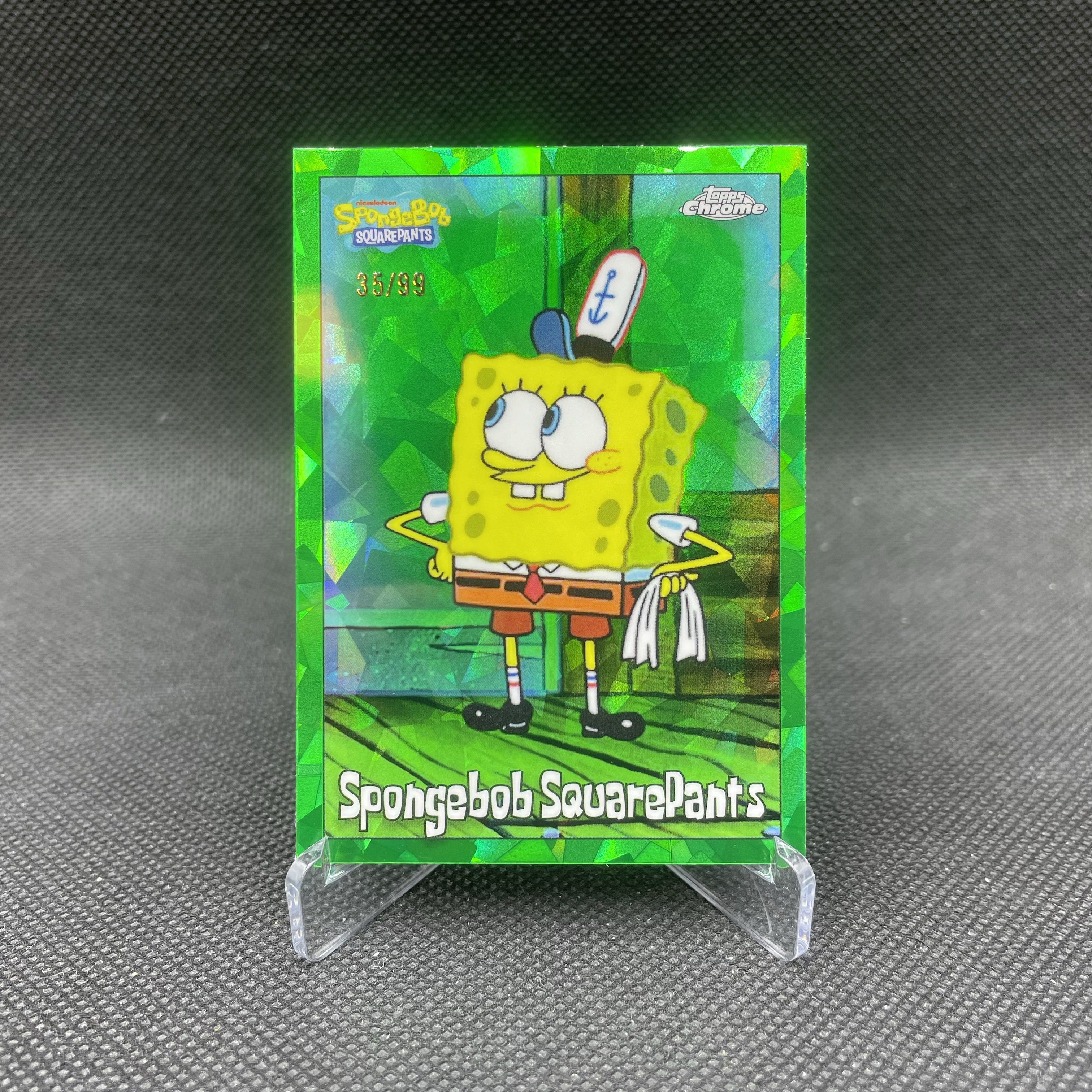 2025 Topps Chrome Spongebob Squarepants 【无界代卖】25周年 海绵宝宝 35/99编 绿折 绿碎冰折 可爱选图 人气角色 品如图 不累计 大鱼