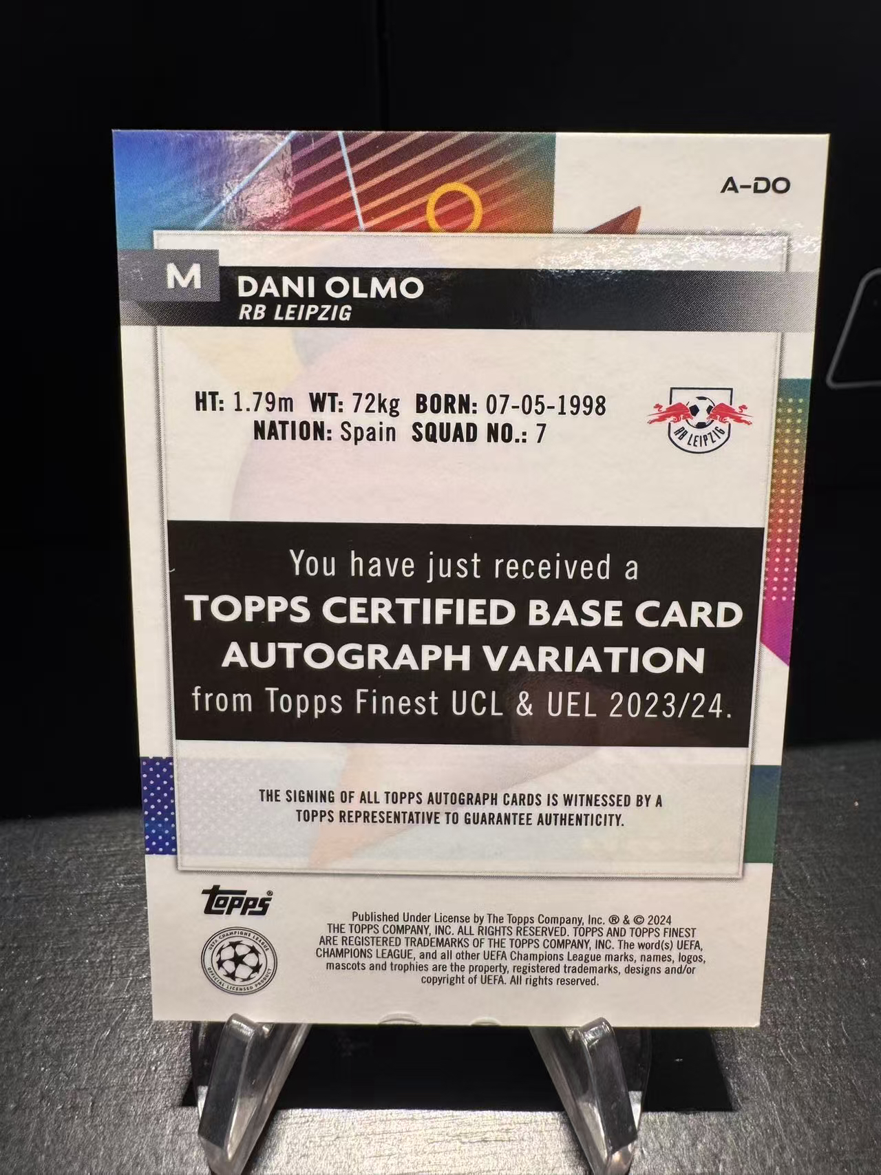 龖2024 Topps Finest Dani Olmo 丹尼 奥尔莫 签字 银折 新秀 欧冠 莱比锡红牛 卡品如图 MJ002L