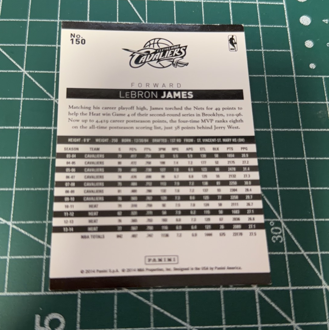2014-15 Panini Americana LeBron James S.p.a.勒布朗詹姆斯 小皇帝 骑士队 LBJ 精美选图 十年老卡 绝版卡 base 收藏必备 少漆