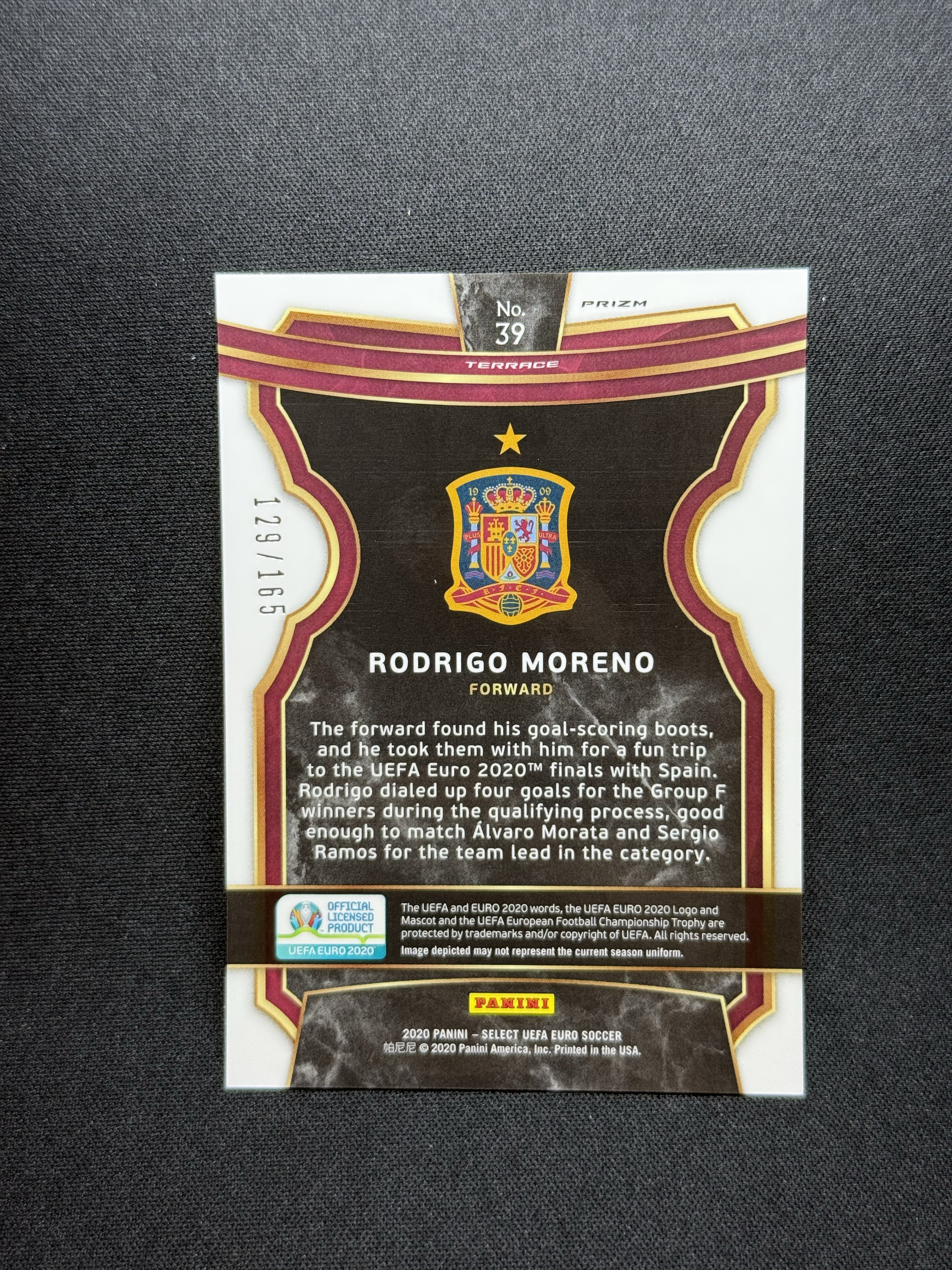 2020 Panini Select Rodrigo Moreno 【小贝代拍】欧洲杯 Select 西班牙 罗德里戈 莫雷诺 红折 /165编 Colormatch 瑕疵如图 拍前看描述 H EW