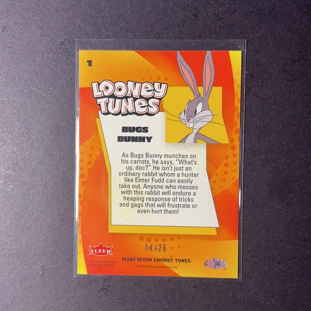 2024 Fleer 华纳兄弟 乐一通兔八哥 兔八哥 配音演员铭文签字金平行25编 贴签 2024 UD Fleer华纳Looney Tunes兔八哥Metal金属宇宙系列