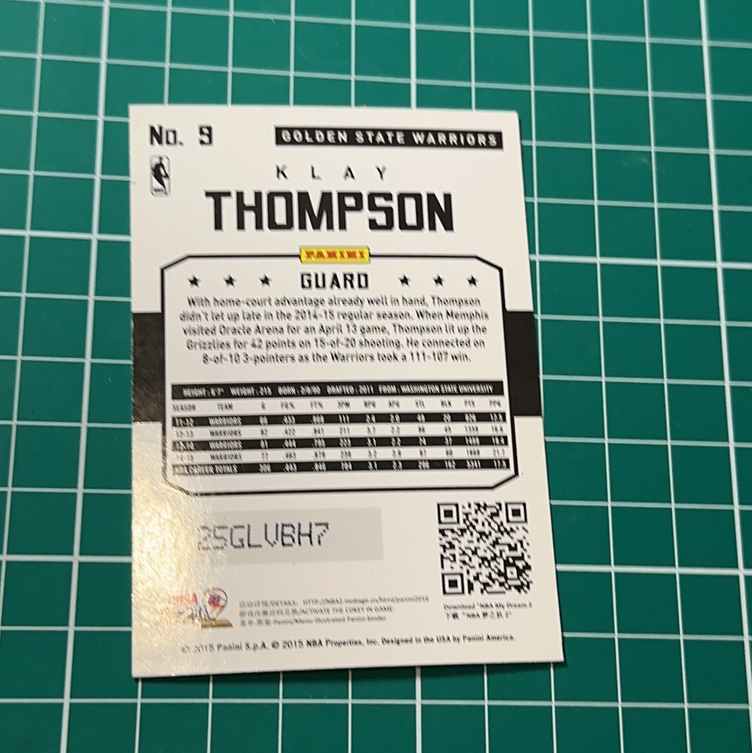 2015-16 Panini Americana Klay Thompson S.p.a. 克莱汤普森 克雷 水花 勇士队 折射 烟花折 精美选图 十年老卡 绝版卡 稀有大比例 折痕