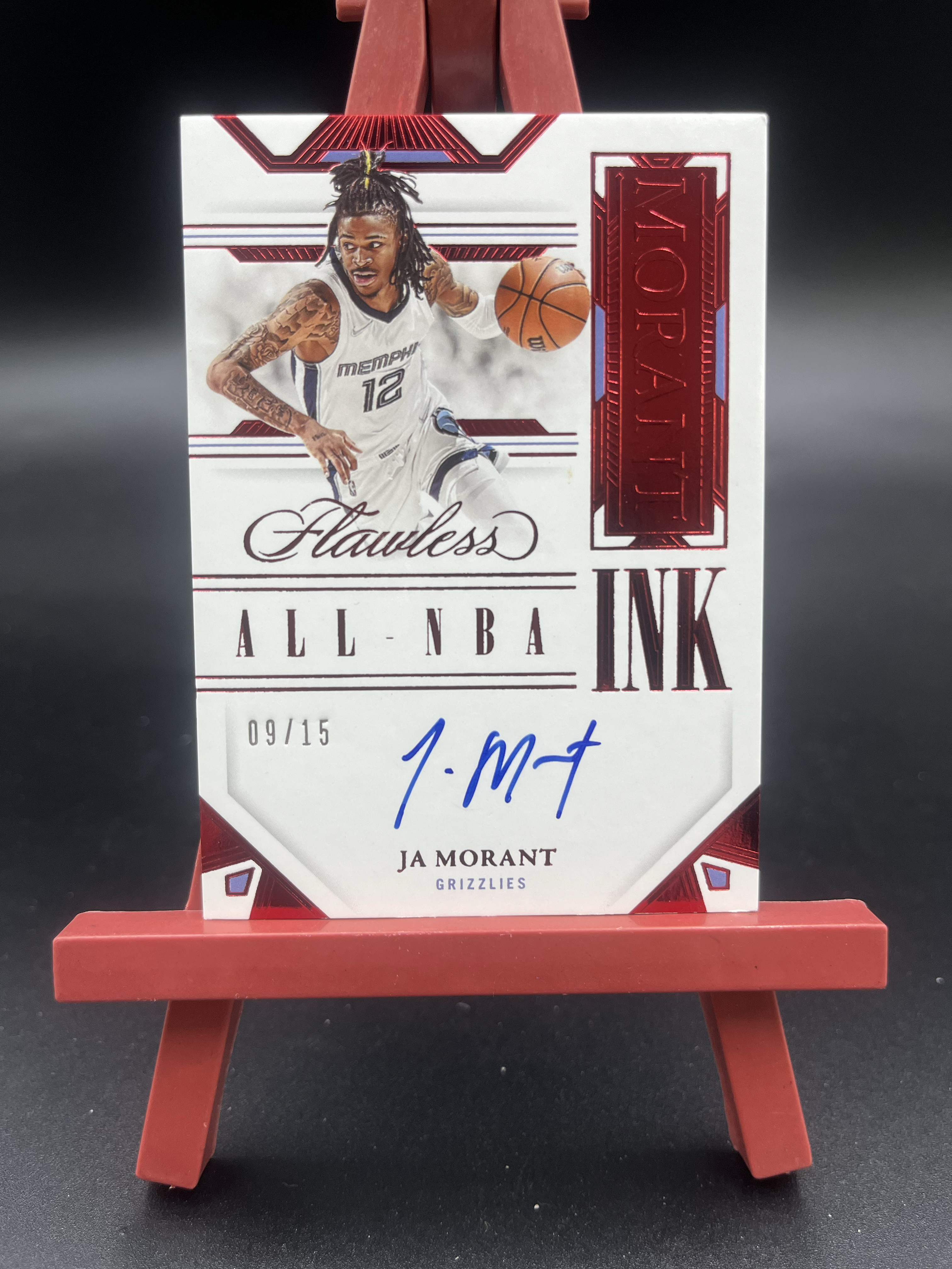 2022-23 PANINI FLAWLESS JA MORANT 贾 莫兰特 腰王 枪王 9/15编 签字 卡签 手提 ink签 红平行 灰熊 卡品如图 06WZ