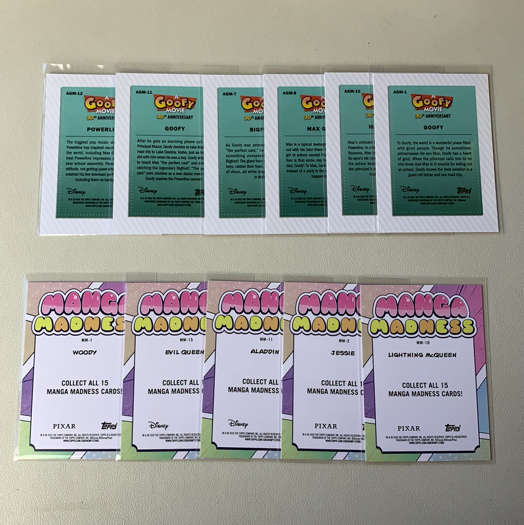 2026 Topps Disney Chrome 迪士尼 TC 霓虹 Neon Pixar 皮克斯 插入 高飞电影特卡 Goofy 漫画狂想特卡 11张 打包 品相如图 凑套必备 11