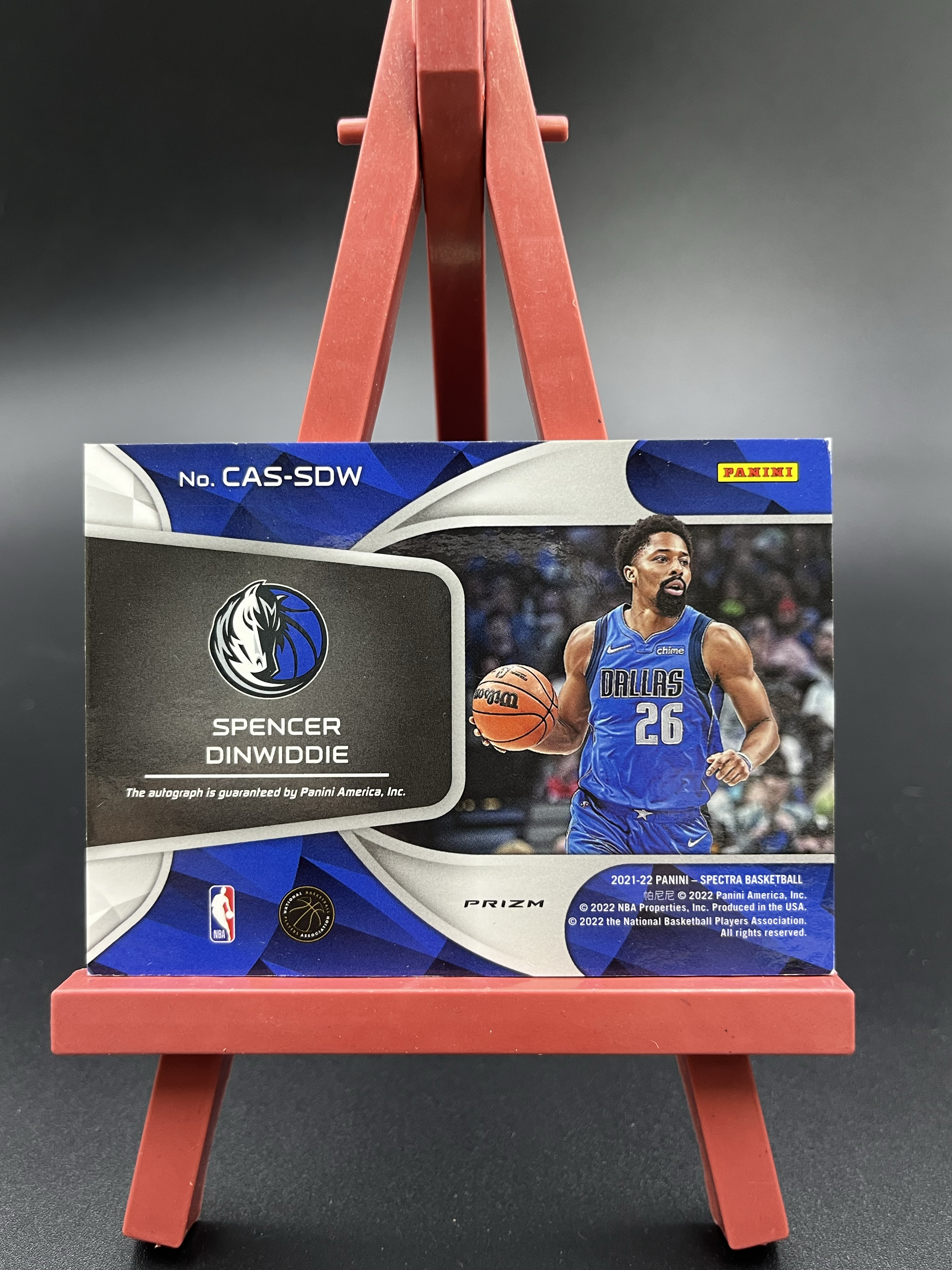 【西子拍卖】2021-22 PANINI SPECTRA SPENCER DINWIDDIE 斯宾瑟 丁威迪 丁维迪 签字 hyper折 折射 独行侠 光谱 卡品如图 XZ29