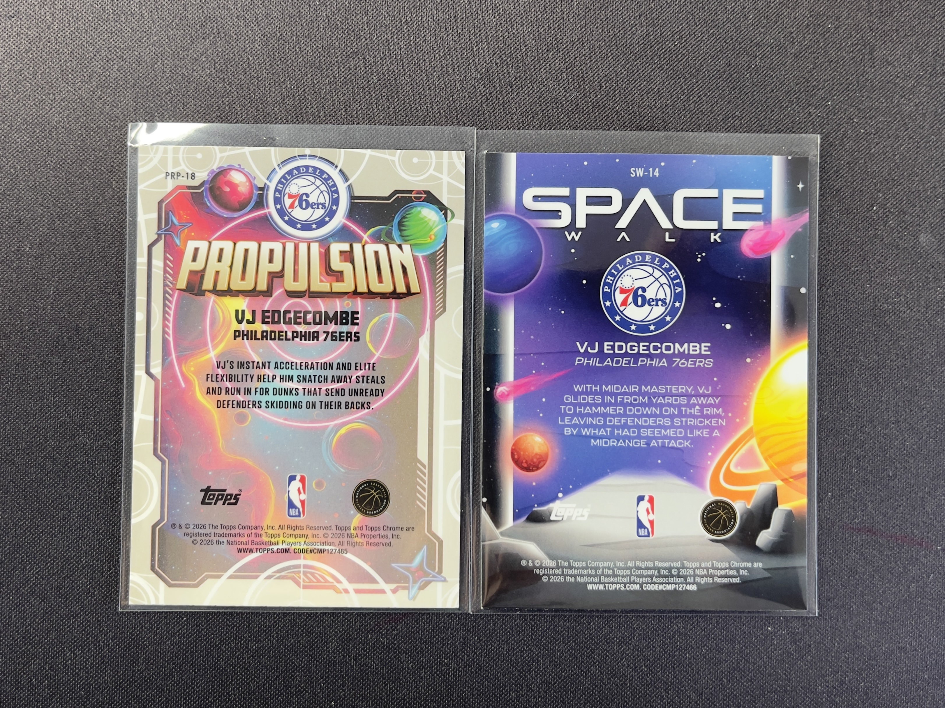 2025-26 Topps Cosmic Chrome Valdez VJ Edgecombe Jr RC 宇宙 76人 新秀 状元 VJ 埃奇库姆 推进力 太空漫步 特卡 2张 lot不保卡品