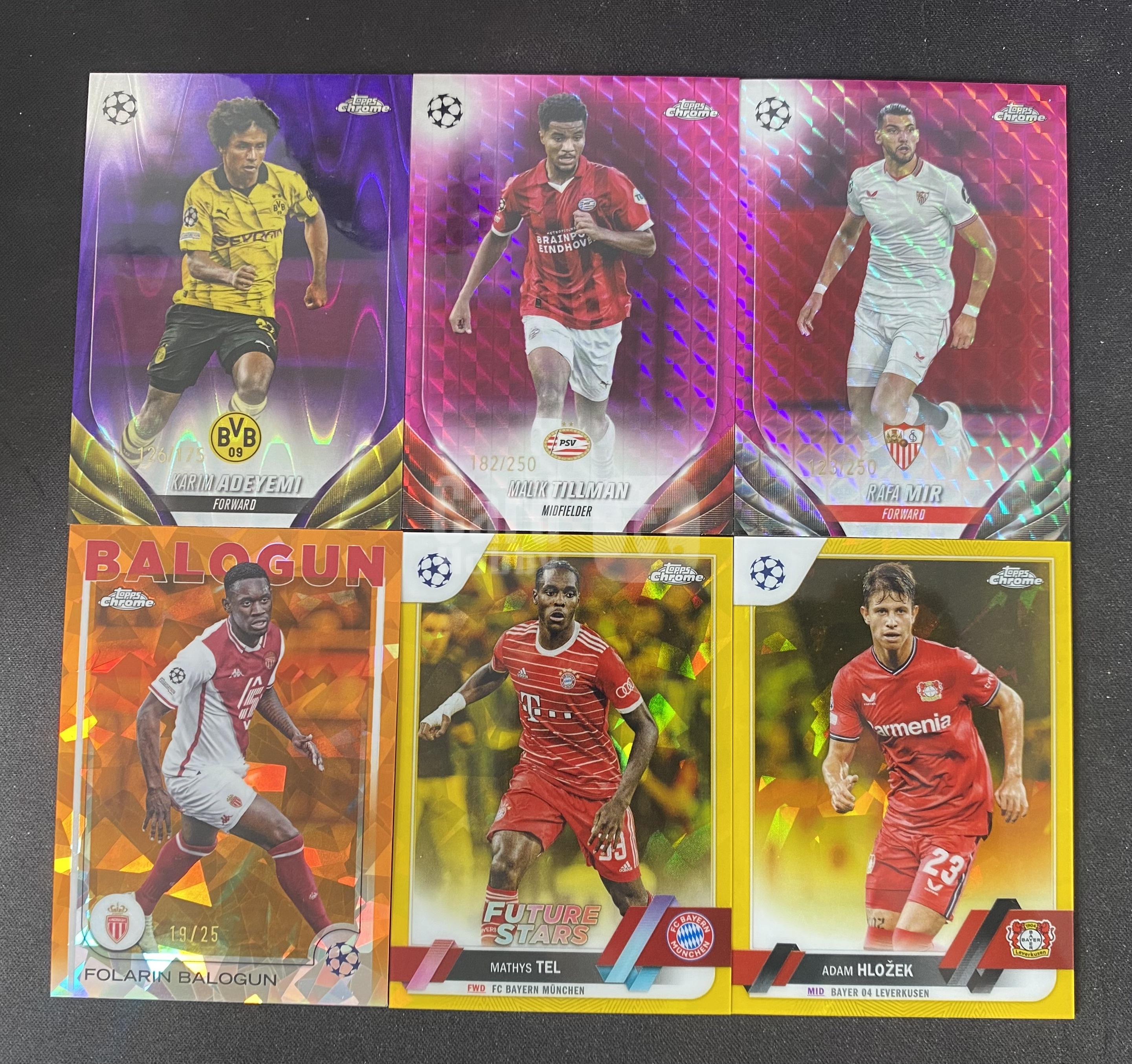 2024 Topps Chrome lot 【来拆波卡】欧冠 阿德耶米 蒂尔曼 巴洛贡 特尔 橙碎冰折 紫熔岩折 粉折 紫折 25编 99编 175编 250编 Lee