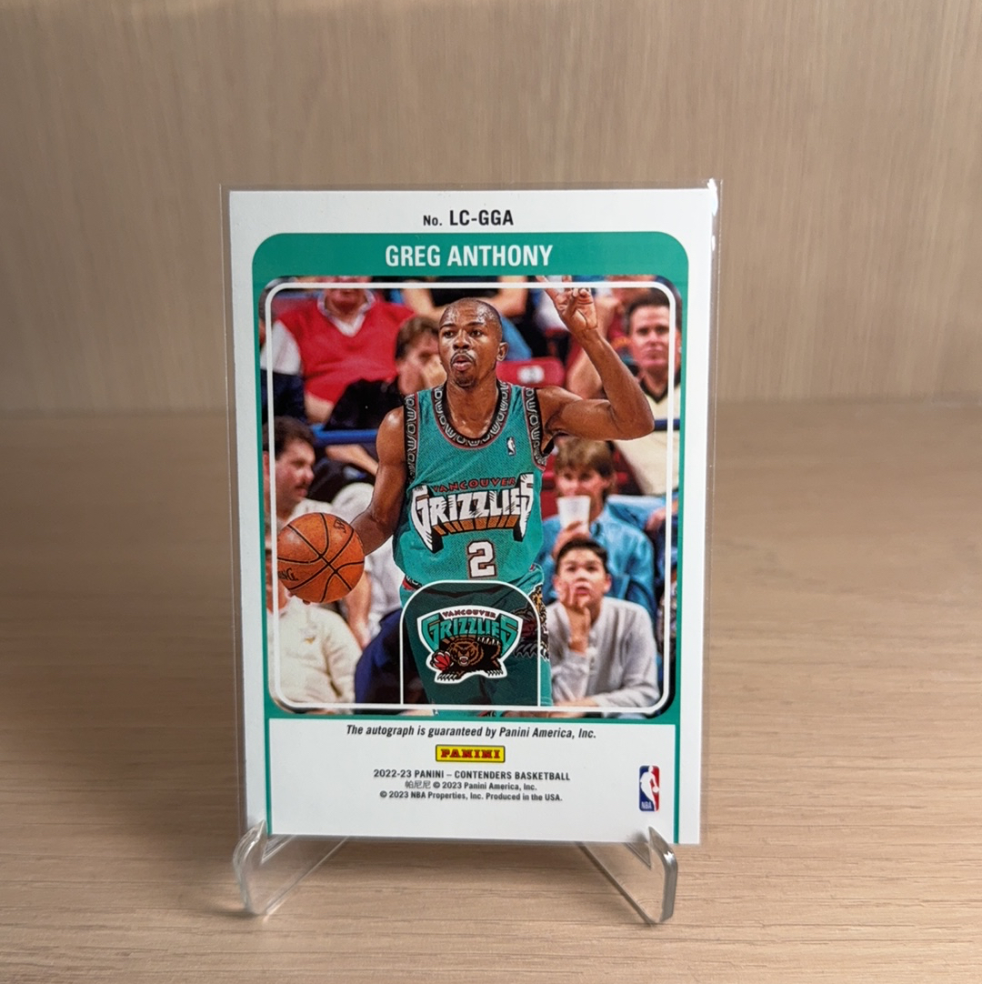 2022-23 Panini Contenders Greg Anthony 【免费代卖】球票 灰熊 格雷格 安东尼 /199编 带编 签字 签名 折射 卡品如图 值得收藏!!