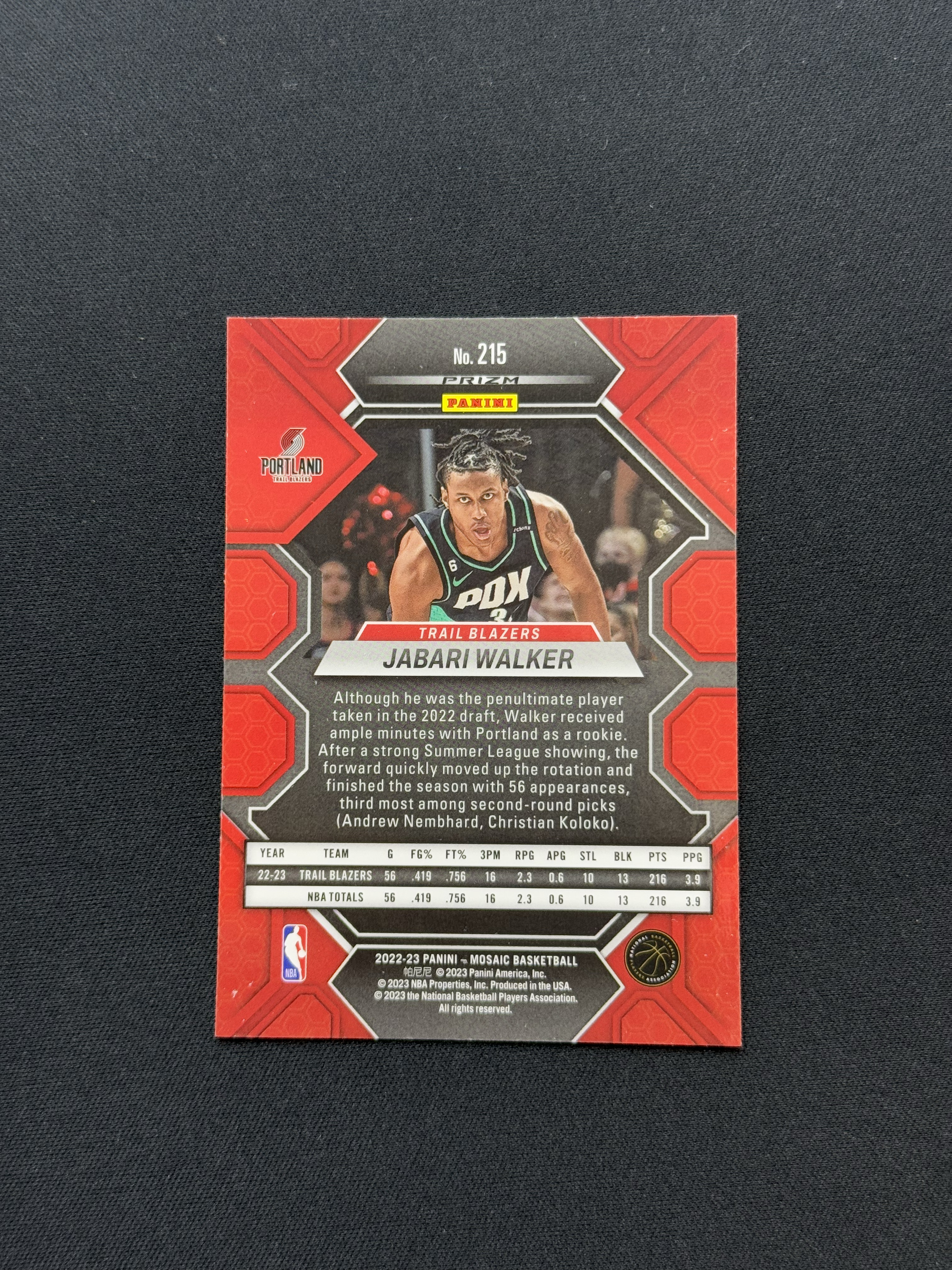 2022-23 Panini Mosaic Jabari Walker RC 【小贝代拍】NBA 马赛克 开拓者 新秀 贾巴里 沃克 红马赛克折 卡品如图 拍前看描述 HCT