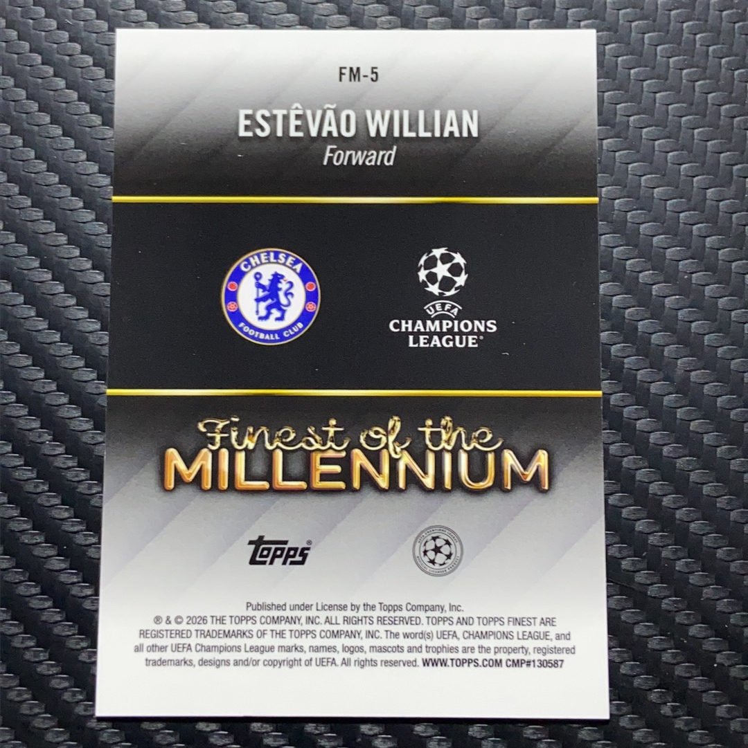 2026 Topps Finest 卡品如图(一哥) ESTEVAO WILLIAN RC 欧冠 切尔西 埃斯特旺 威廉 旺仔 RC 新秀 银折 千禧年最佳球星特卡 Finest of the Mil