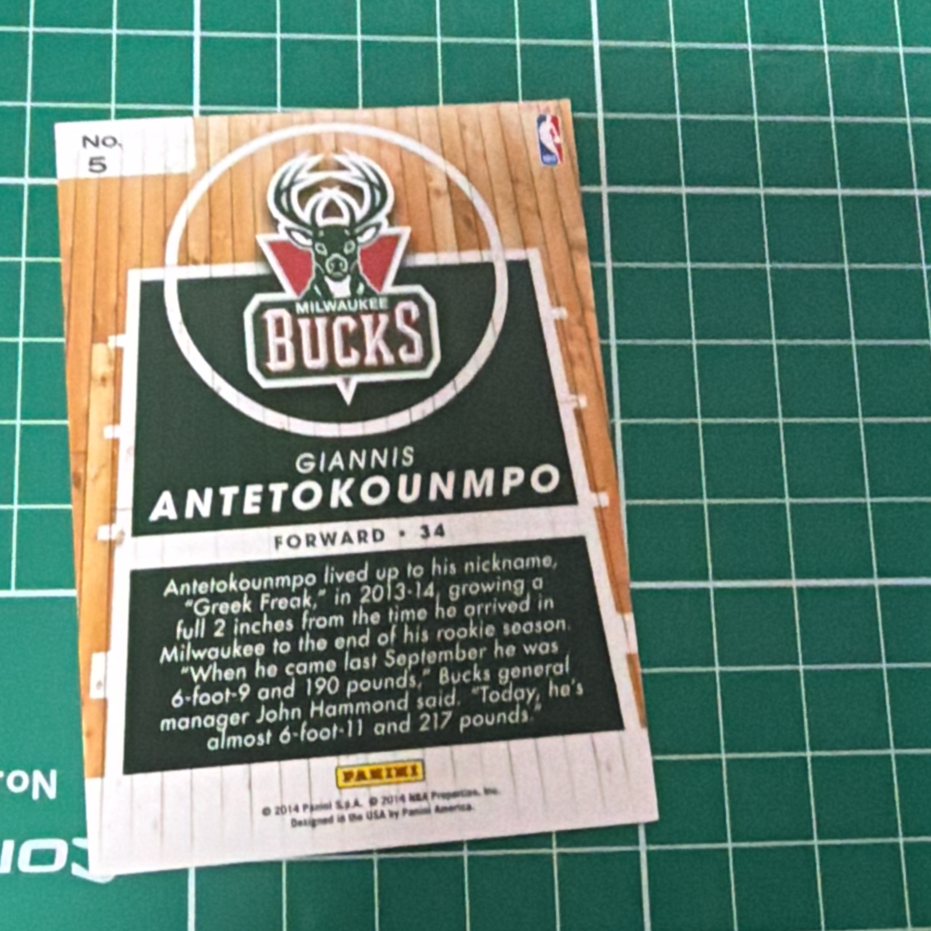 2014-15 Panini Americana Giannis Antetokounmpo S.p.a.扬尼斯阿德托昆博 字母哥 新秀次年 精美选图 十年老卡 绝版卡 稀有大比例 faces
