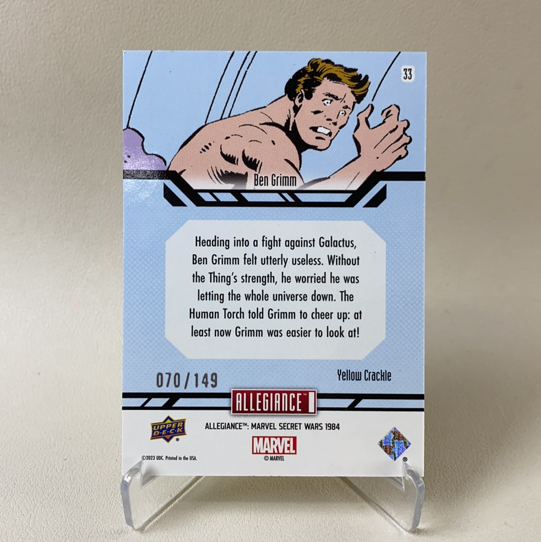 【弈卡代拍】 2023 Upper Deck Marvel漫威Allegiance 忠诚 秘密战争 大比例 特卡 黄碎冰折 本 格瑞姆 石头人 70/149编 品相如图 凑套必备 不要熬夜
