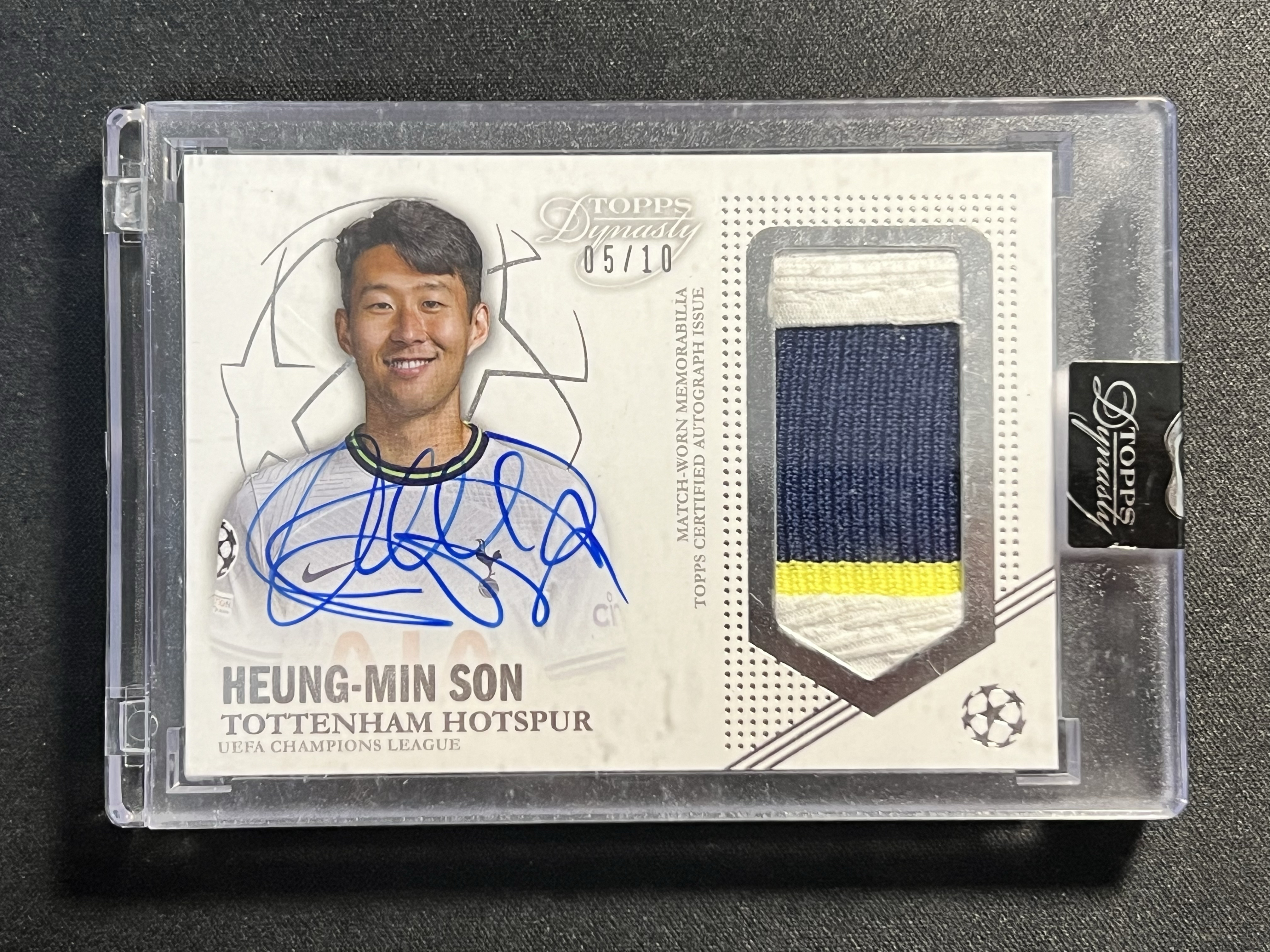 2023 Topps Dynasty Heung-Min Son 王朝 孙兴慜 5/10编 卡签/签字 三色GU落场Patch切割。原封砖。欧联夺冠,亚洲第一人,韩国天王,热刺英超金靴【珞珈拍卖】