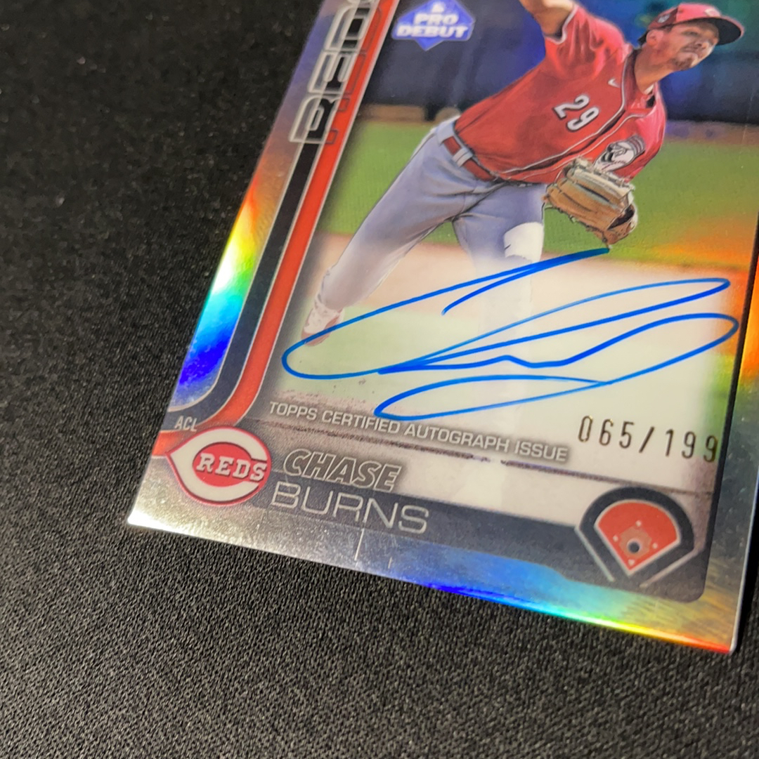 2025 Topps Pro Debut Chase Burns RC 蔡司 巴恩斯 红人 榜眼 已登陆大联盟 王牌先发投手 debut 首秀 小联盟 Chrome签字 卡签 银折 199编 【L】