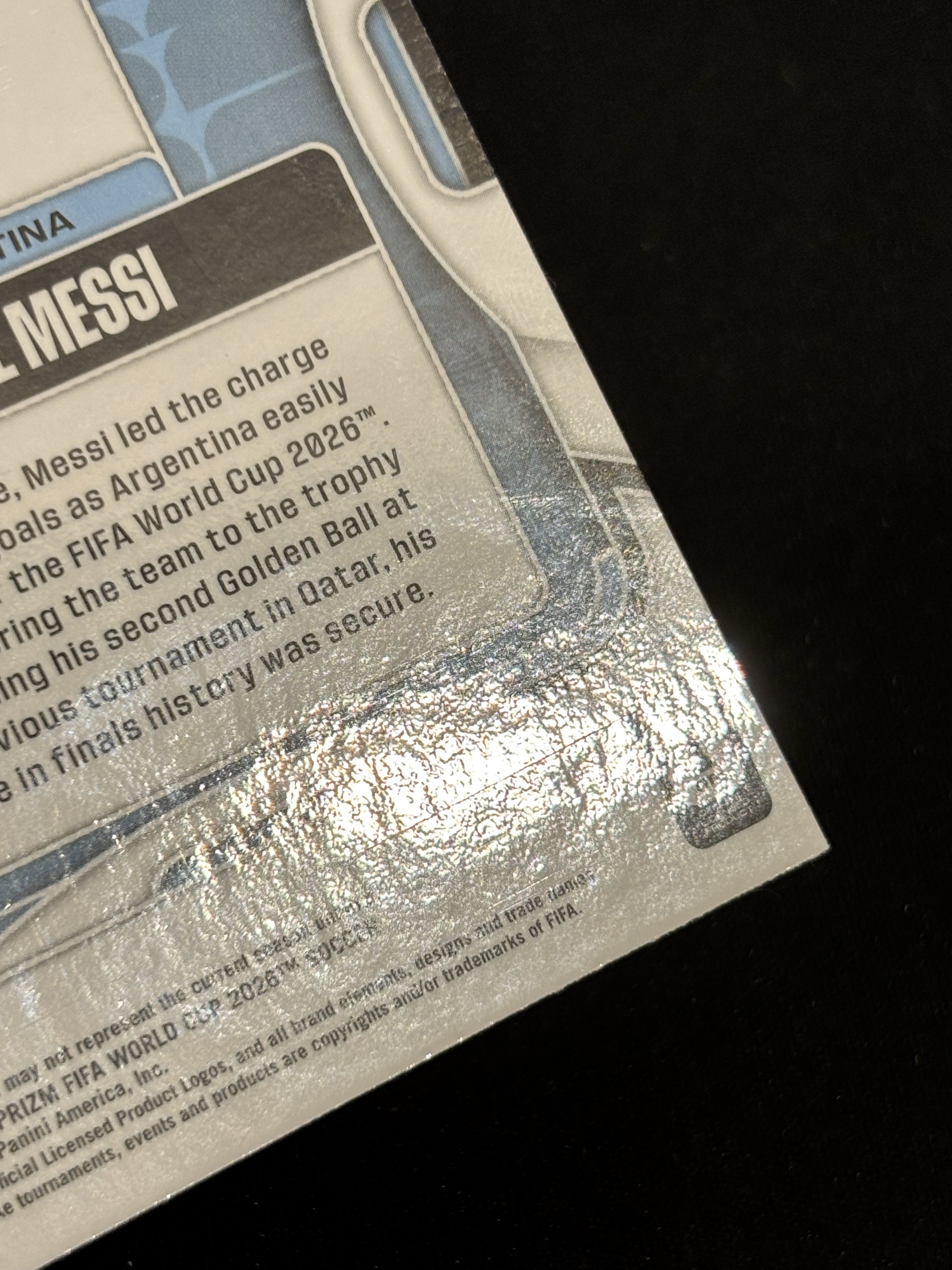 2026 Panini Prizm Fifa World Cup Lionel Messi FIFA 世界杯 梅西 球王 Goat 阿根廷 base 瑕疵如图 - pang