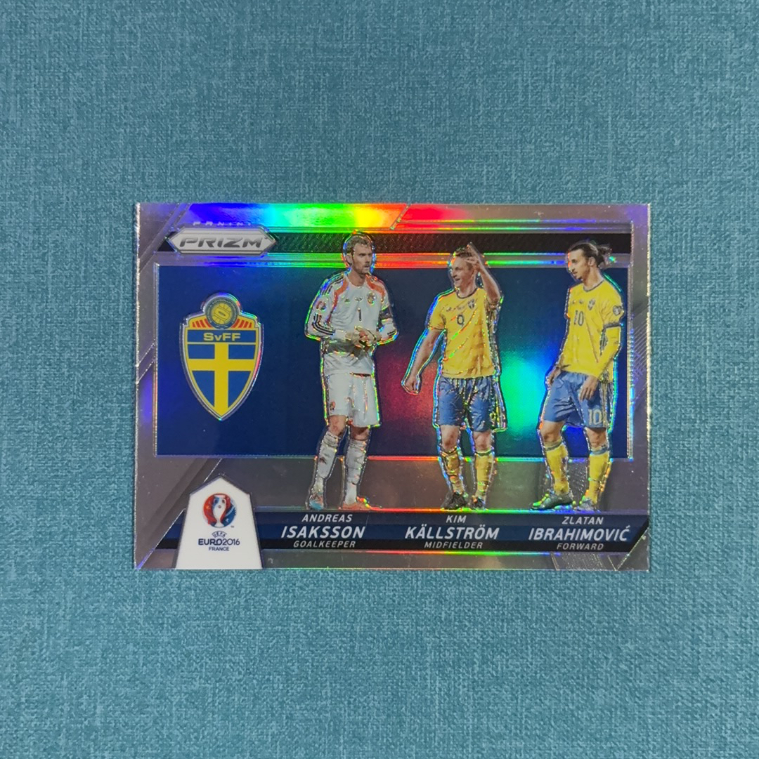 2016 Panini Prizm 欧洲杯 元年 Zlatan Ibrahimovic 伊布拉希莫维奇 伊萨克松 谢尔斯特伦 瑞典 三人 特卡 银折 卡品如图 WEI