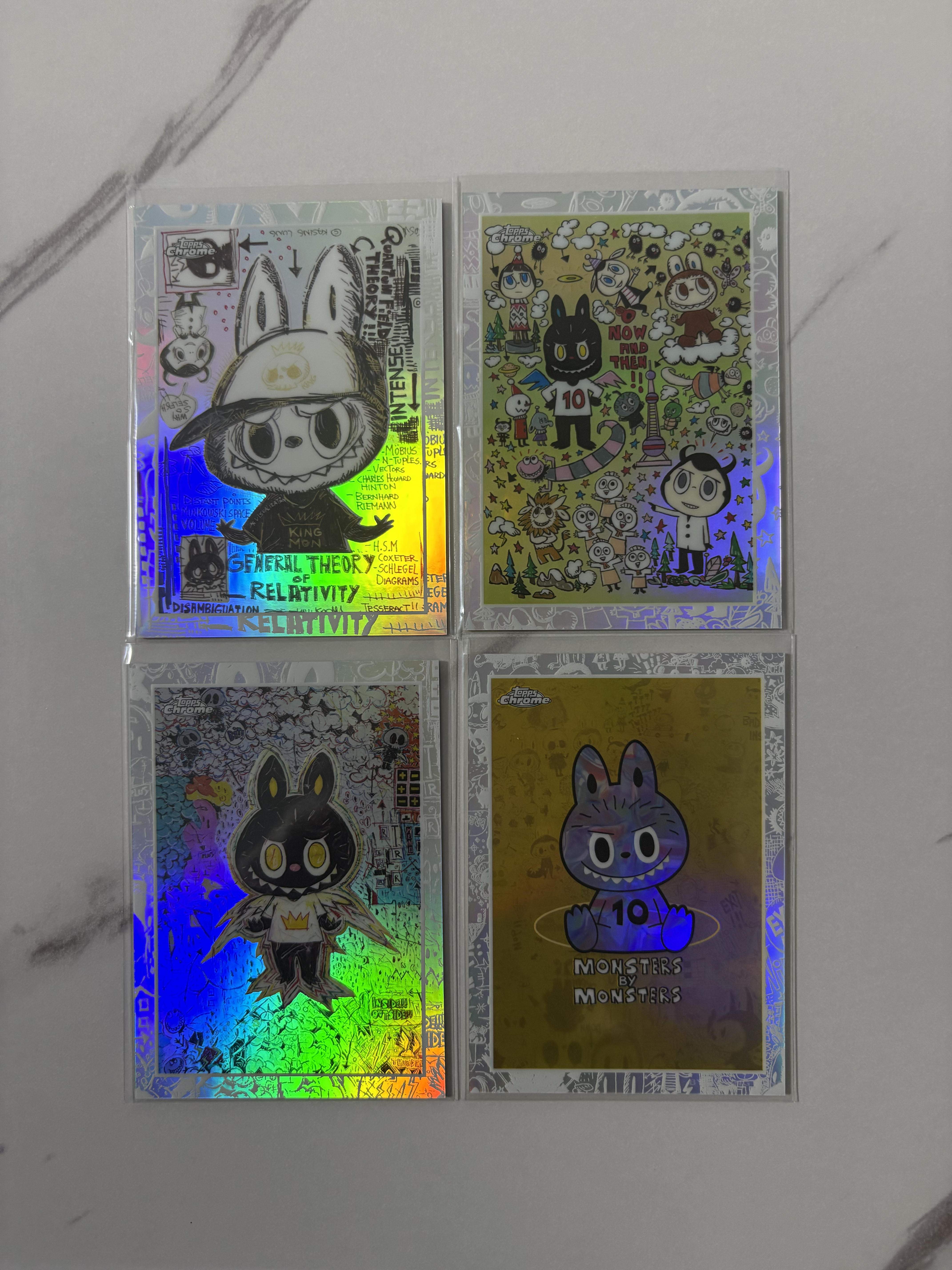 2025 Topps Chrome Labubu Labubu tc系列 LABUBU 十周年 系列HIT 拉布布 monsters by monsters 全套4张 银折 卡品如图 暴风熊代拍 流浪