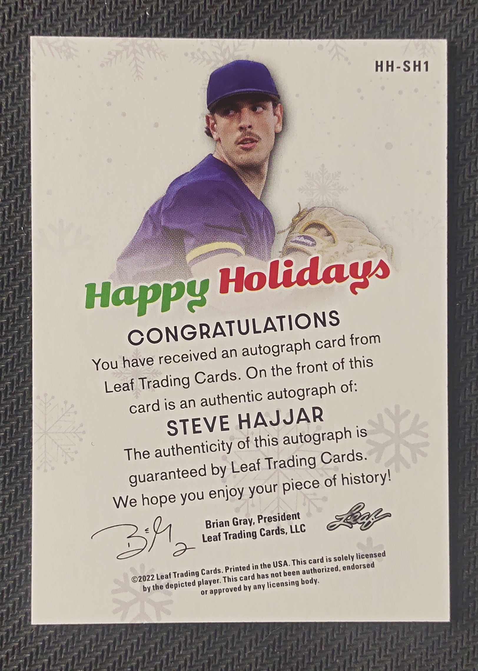 2022 Leaf Leaf Steve Hajjar 史蒂夫 哈加尔 棒球 桢总 签字 贴签 瑕疵如图