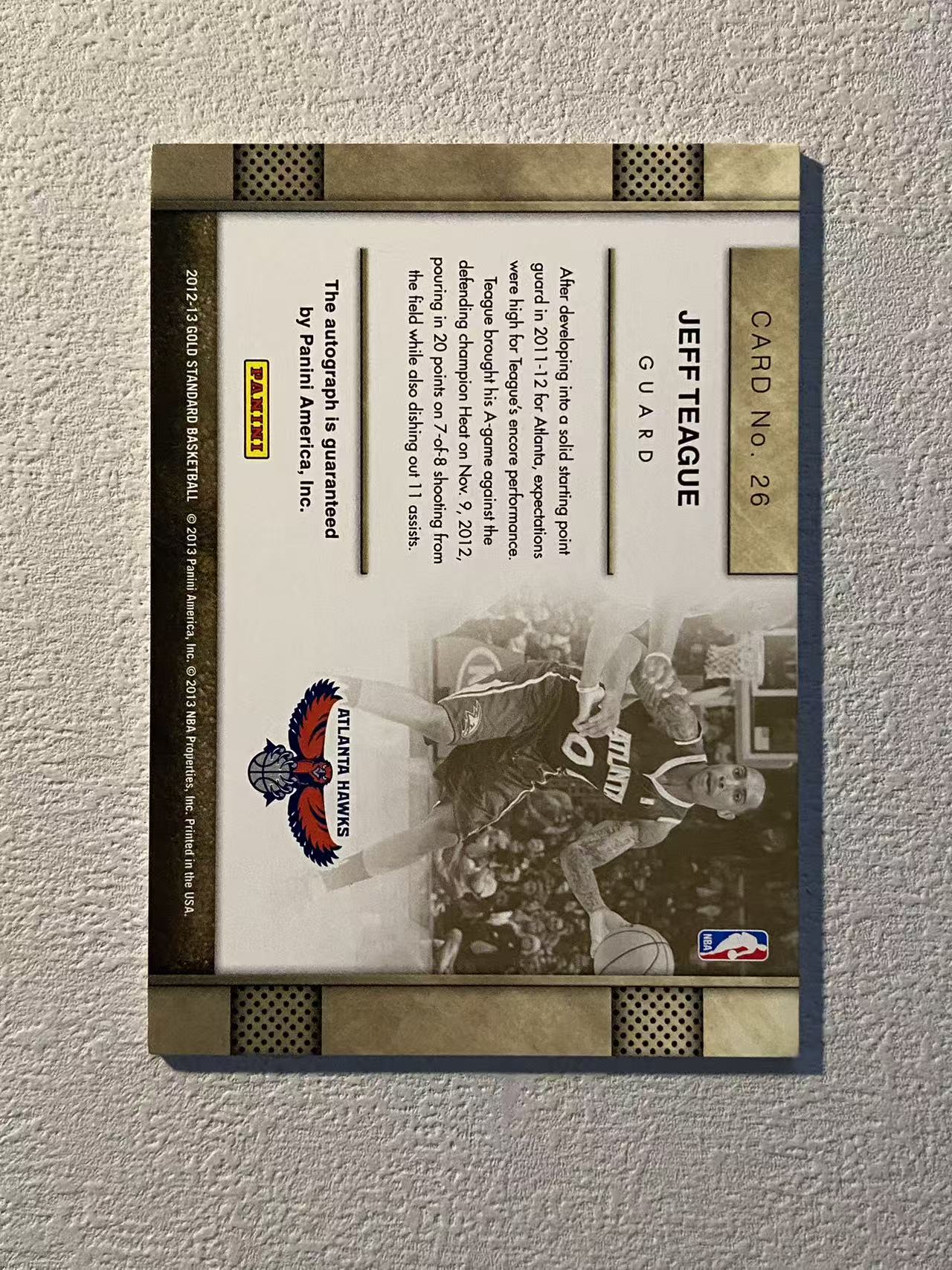 2012-13 Panini Gold Standard Jeff Teague 金砖 老鹰 杰夫 蒂格 签字 卡签 折射 /199编 经典老卡 收藏必备