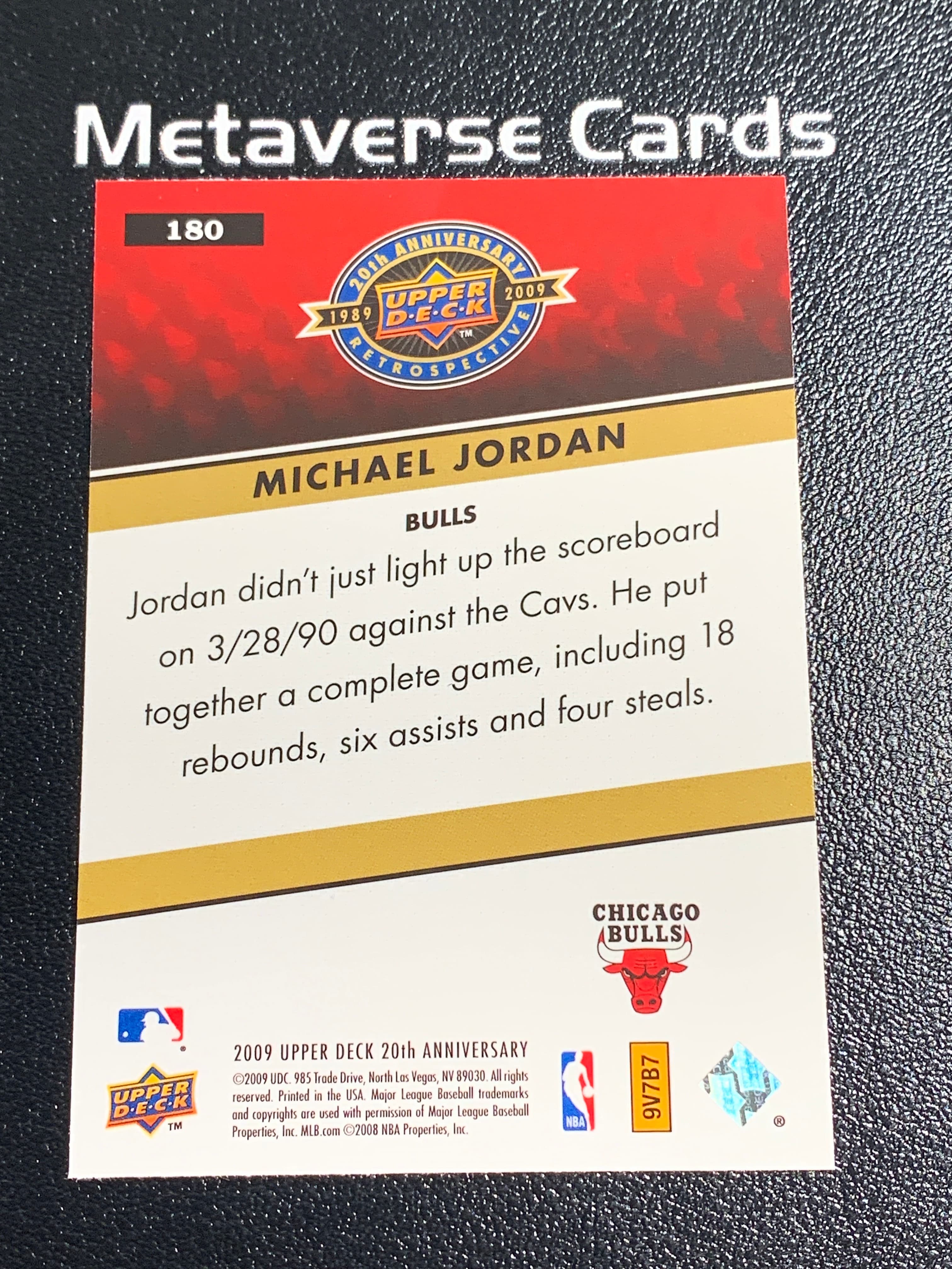 【元宇宙拍卖】张张总217:2009 Upper Deck 20th Anniversary 20周年纪念 Michael Jordan 芝加哥公牛 迈克尔 乔丹 经典老卡 瑕疵如图 收藏必备