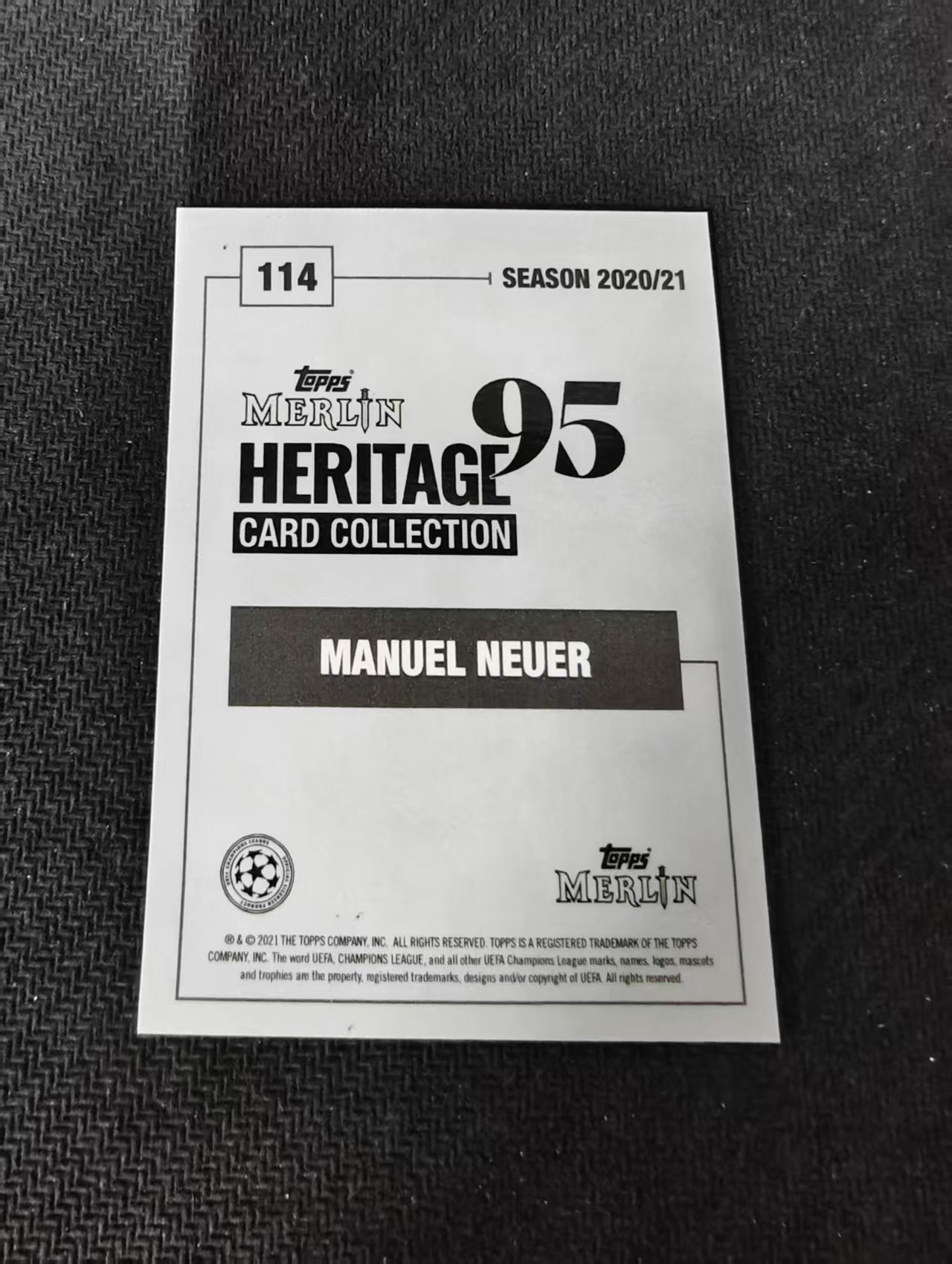 【可合并,不累计】2021 Topps Merlin 梅林95 Manuel Neuer 曼努埃尔 诺伊尔 拜仁慕尼黑 划痕 边角瑕疵 #114
