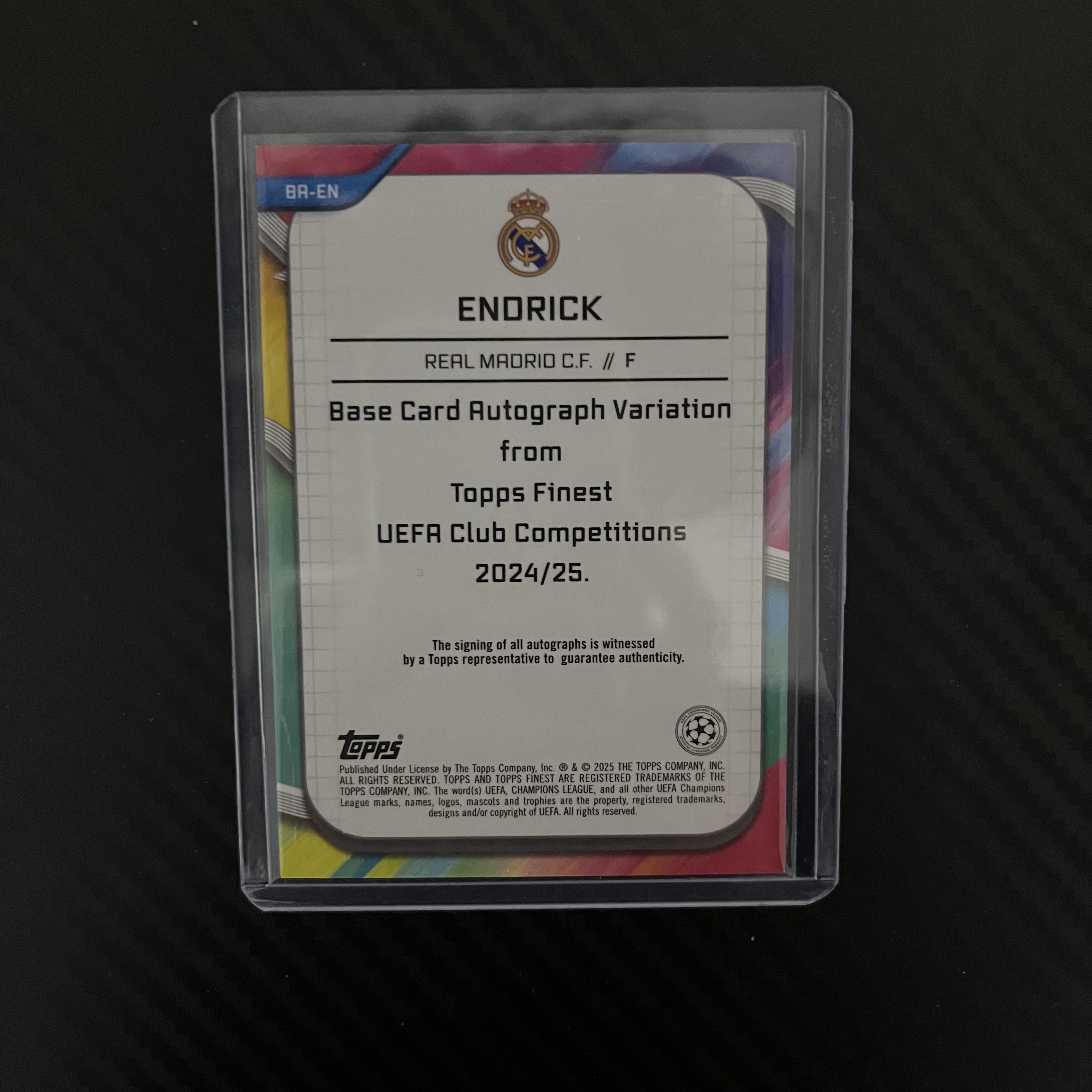 2024-25 Topps Finest endrick 皇马 fienst 恩德里克 rc 新秀 95/99编 绿折 签字 不退不换 不累计 卡品如图 丁满代拍 维尔茨