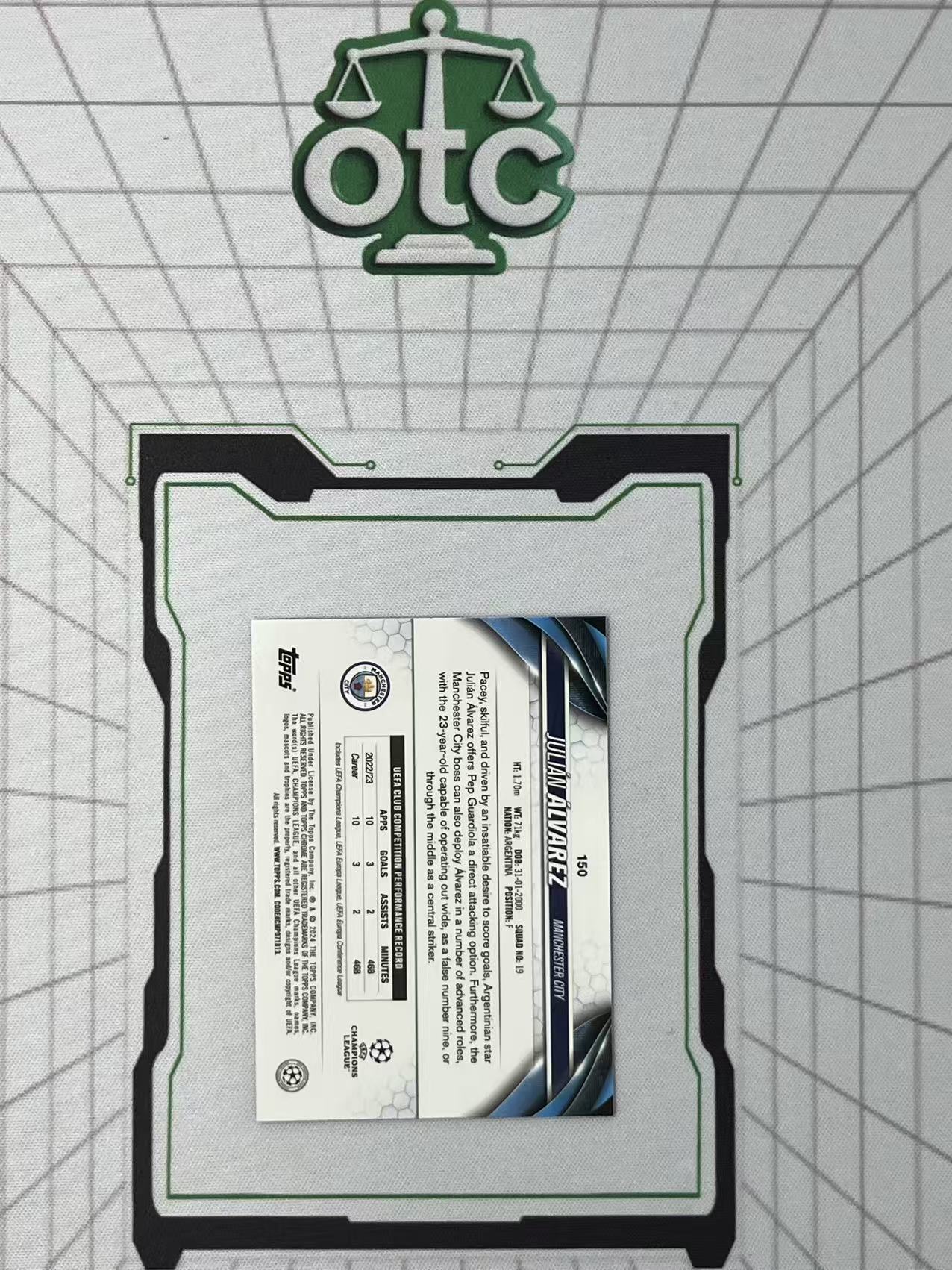 2024 Topps Chrome Julián Álvarez 【盎司收藏】朱利安 胡利安 阿尔瓦雷斯 未来之星 299编 紫碎点折 曼城 马竞 阿根廷 欧冠 小蜘蛛 JJ27