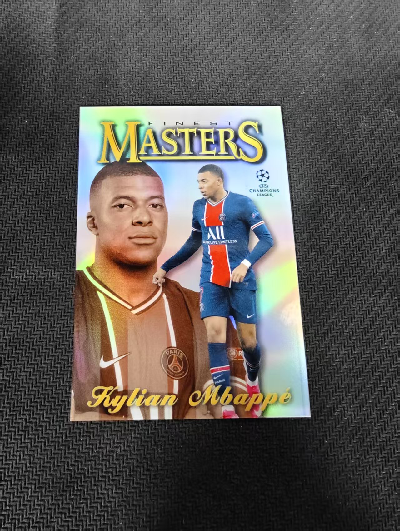 【可合并,不累计】 2021 Topps Finest Kylian Mbappe 法国 巴黎 皇马 姆巴佩 MASTERS 特卡 双人像 银折 瑕疵如图