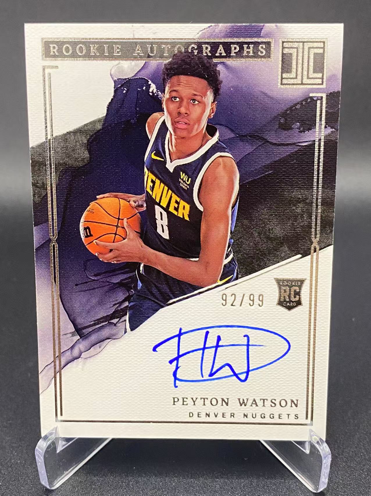 2022-23 【六六代卖 预付快速回款】 Impeccable Peyton Watson RC 沃特森 掘金 小真金 新秀 99编 卡签签字(水牛)