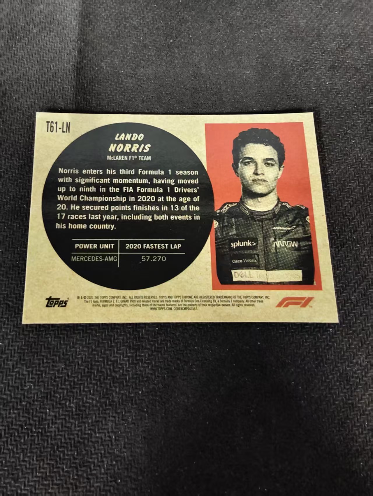 2021 Topps Chrome Lando Norris 兰多 诺里斯 银折 F1 坑印 划痕 边角瑕疵 #LN