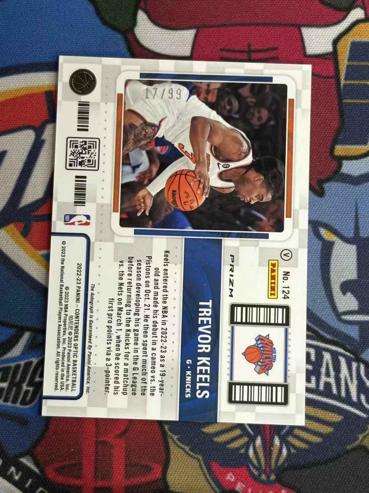 2022-23 PANINI CONTENDERS OPTIC Trevor Keels 球票系列 尼克斯 新秀RC 特雷弗基尔斯 99编 签字卡 卡签 变化版新秀球票 红折 折射【烂臭嘴拍卖】