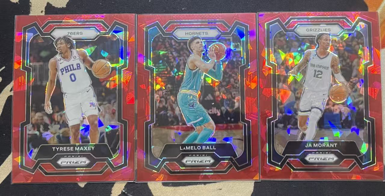 2023-24 Panini Prizm Ja Morant 贾·莫兰特 拉梅洛·鲍尔 泰赛雷·马克西 控卫三少 红碎冰 碎冰折 折射 pz 打包 值得收藏(猴子卡社)