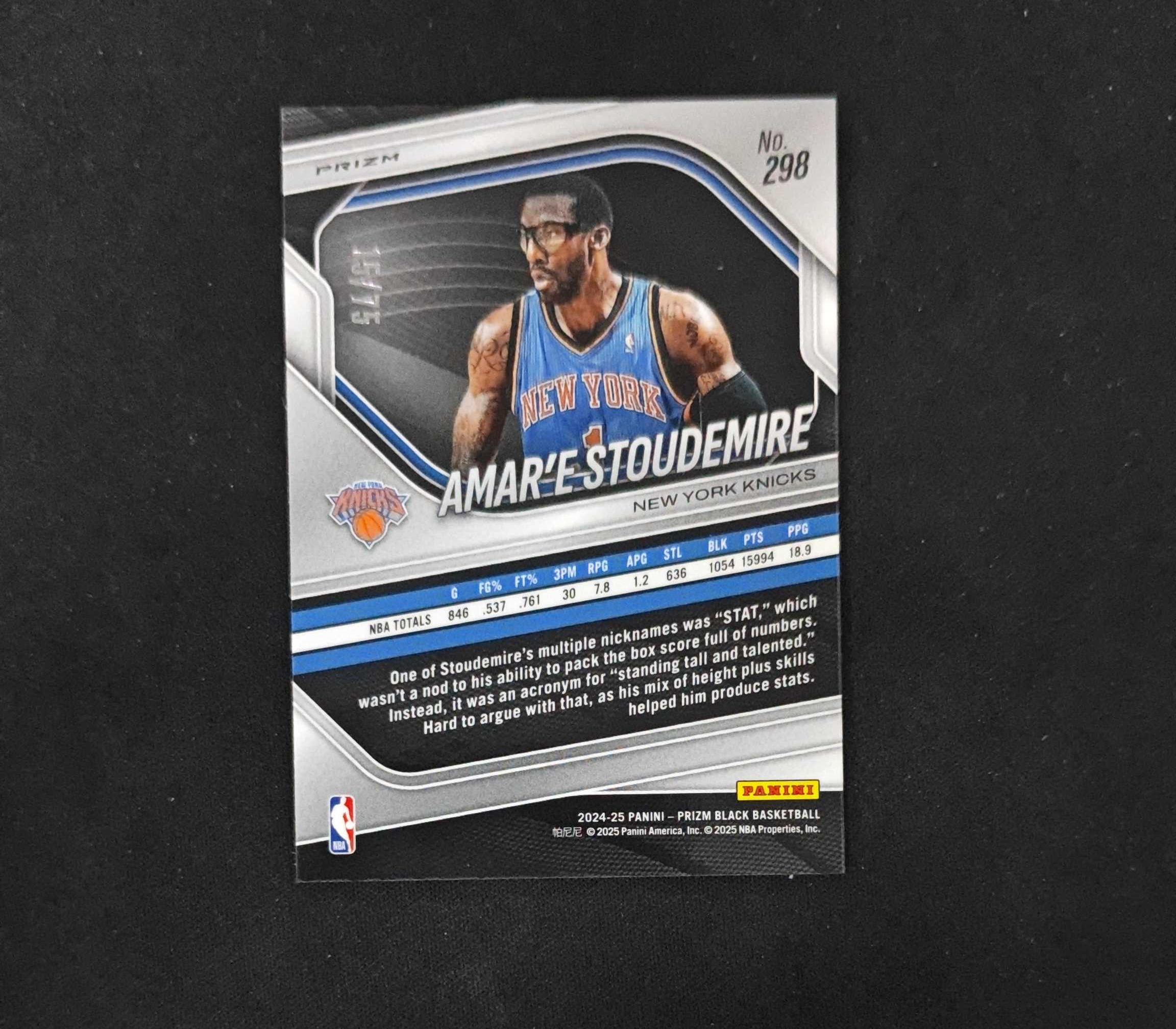 2024-25 Panini PRIZM BLACK Amare Stoudemire 【SC拍卖】pz 尼克斯 斯塔德迈尔 75编 红格子折 瑕疵如图收藏必备(小骆)