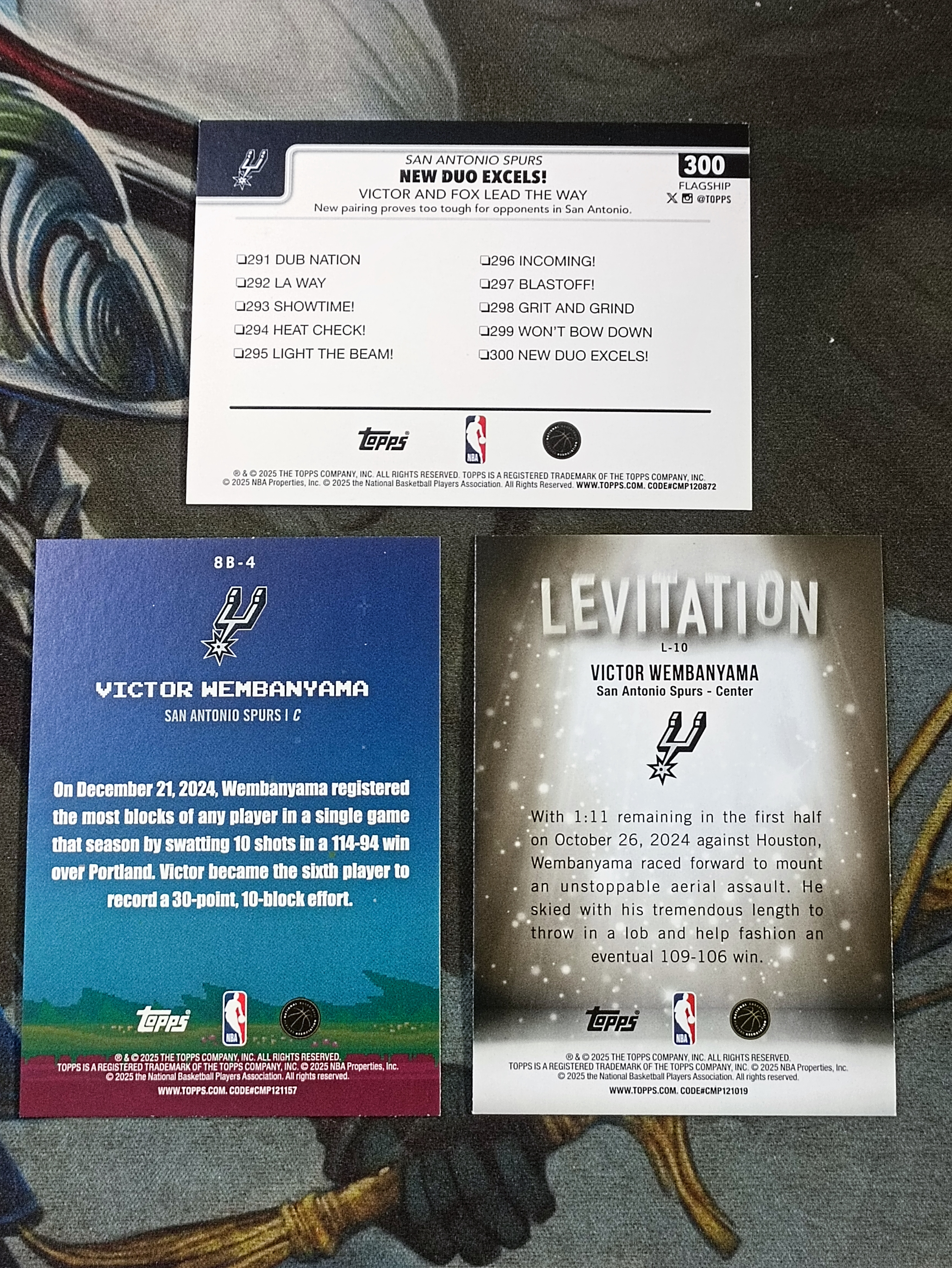 2025-26 Topps Flagship Victor Wembanyama 文班亚马 折射亮面 Combo /Levitation 特卡 打包3张lot 马刺(微瑕)《苏州卡通》J【MJ】