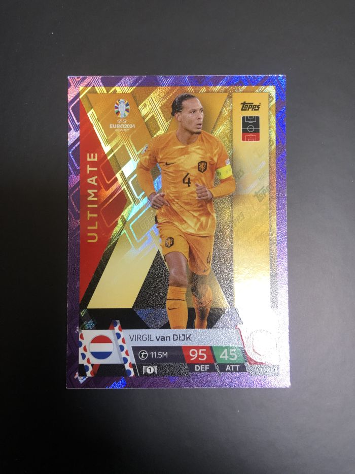 2023-24 Topps match attax Virgil van Dijk 欧洲杯 游戏版 最佳11人特卡 范戴克 荷兰 利物浦 紫topps折 紫折 卡品如图 凑套收藏必备