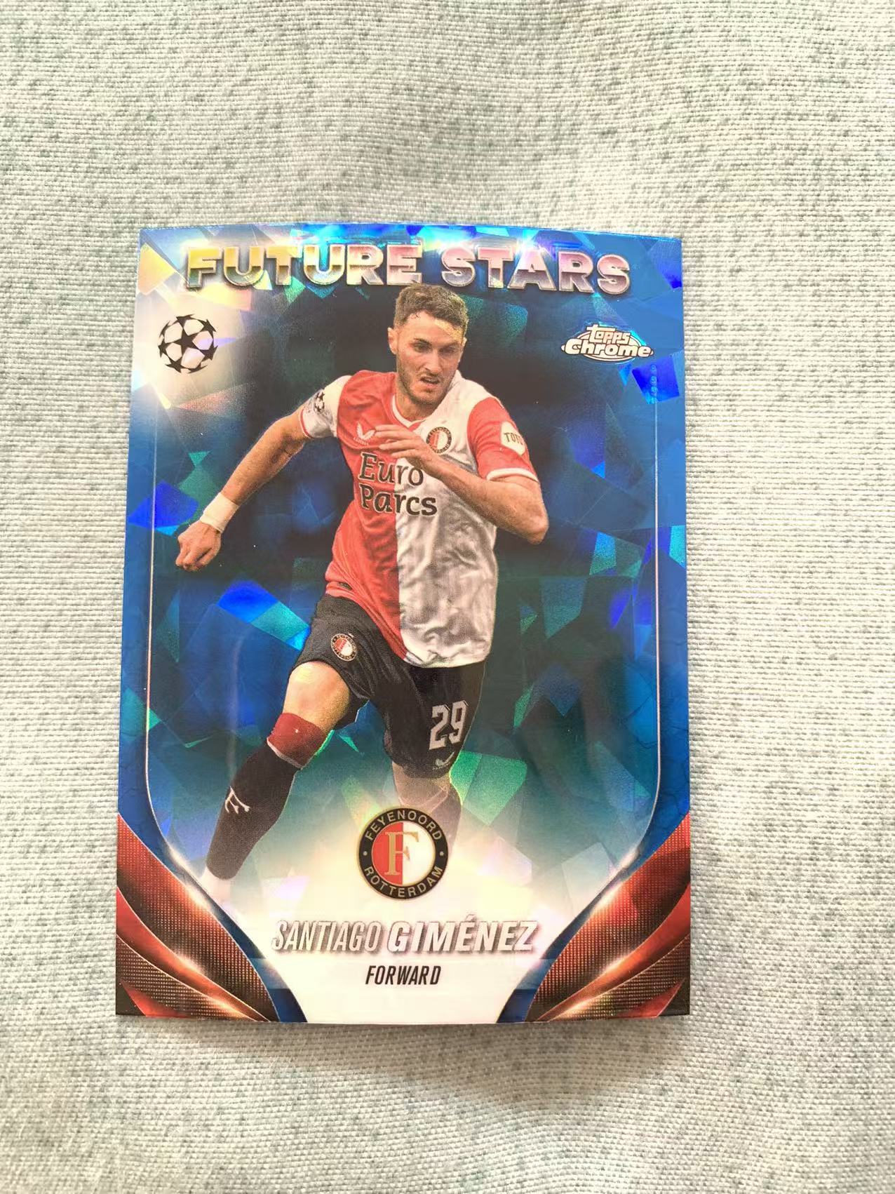 2023-24 Topps chrome 蓝宝石 Santiago Gimenez 圣地亚哥 希门尼斯 费耶诺德 欧冠 AC米兰 蓝碎冰折 折射 青青