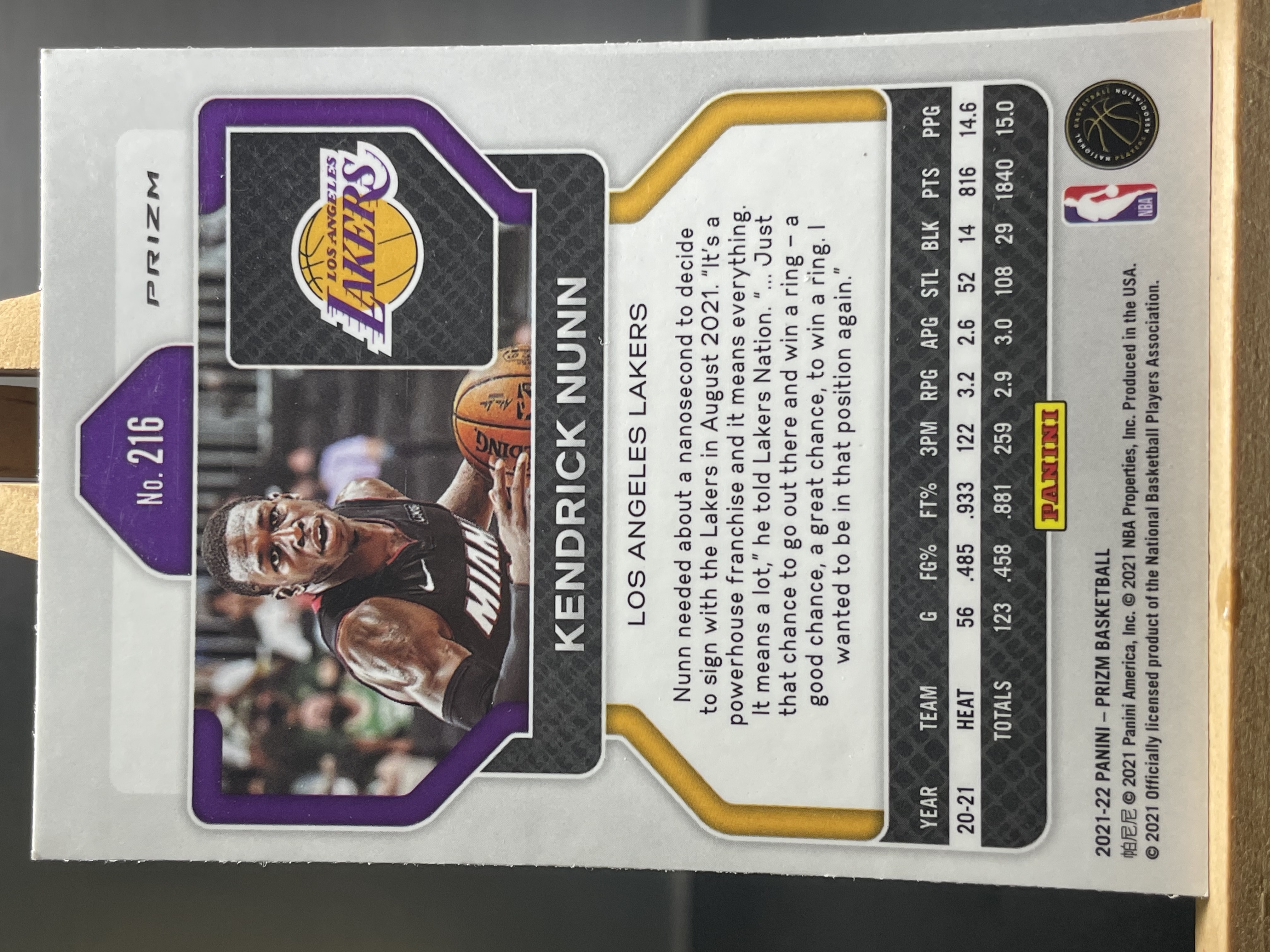 (A2) 2021-22 PANINI PRIZM 银波纹 凯尔登 约翰逊 湖人 实卡好看 收藏凑套必备 卡品如图 !!!