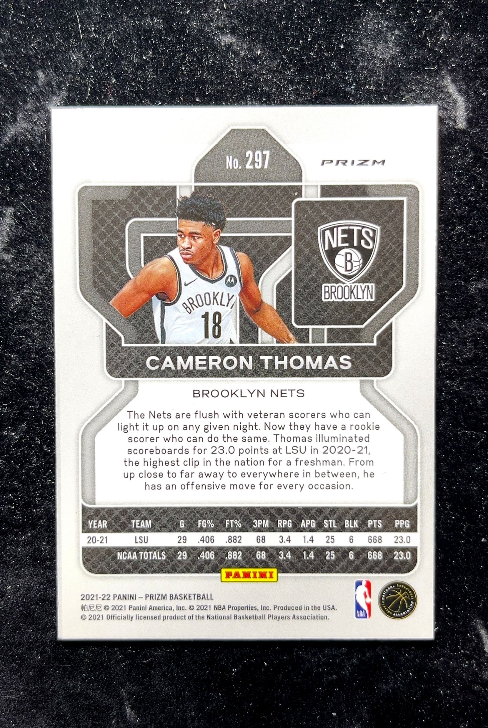 【小白1%代卖】2021 Panini Prizm Rookie RC Card 新秀卡 Cameron Thomas 卡梅伦·托马斯 绿折 折射 新秀 RC 卡品如图 高价值 #297 0702
