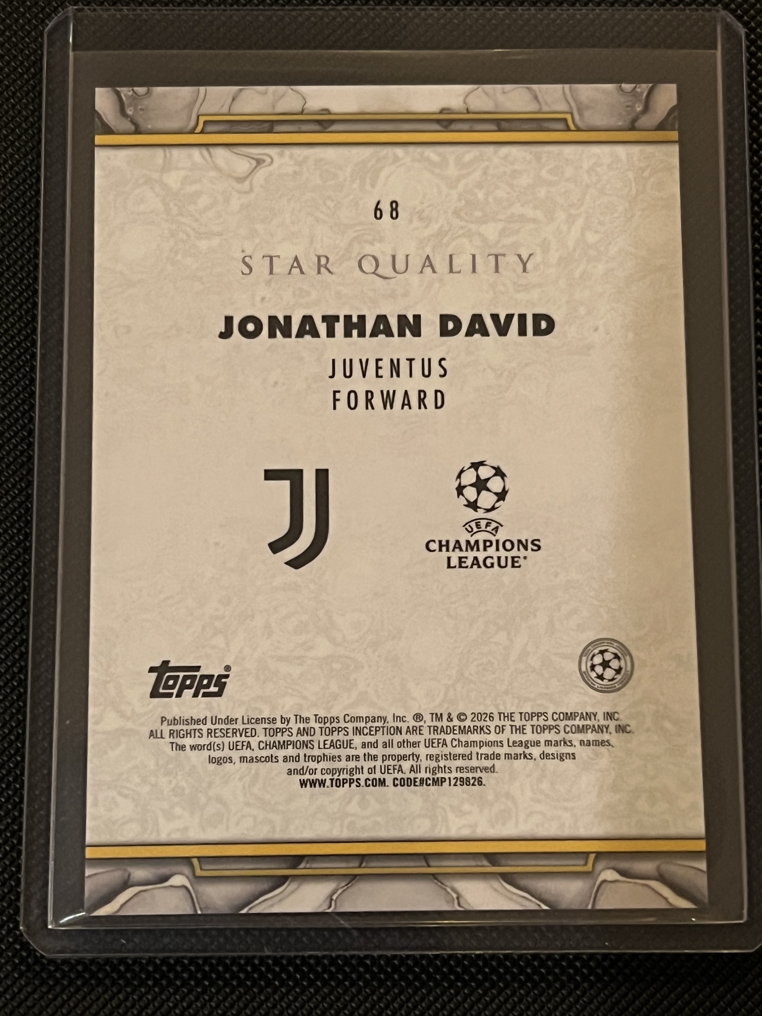 2026 Topps Inception Jonathan David #68 盗梦 尤文图斯 乔纳森·戴维 199编 正base 折射卡!!凑套必备!!