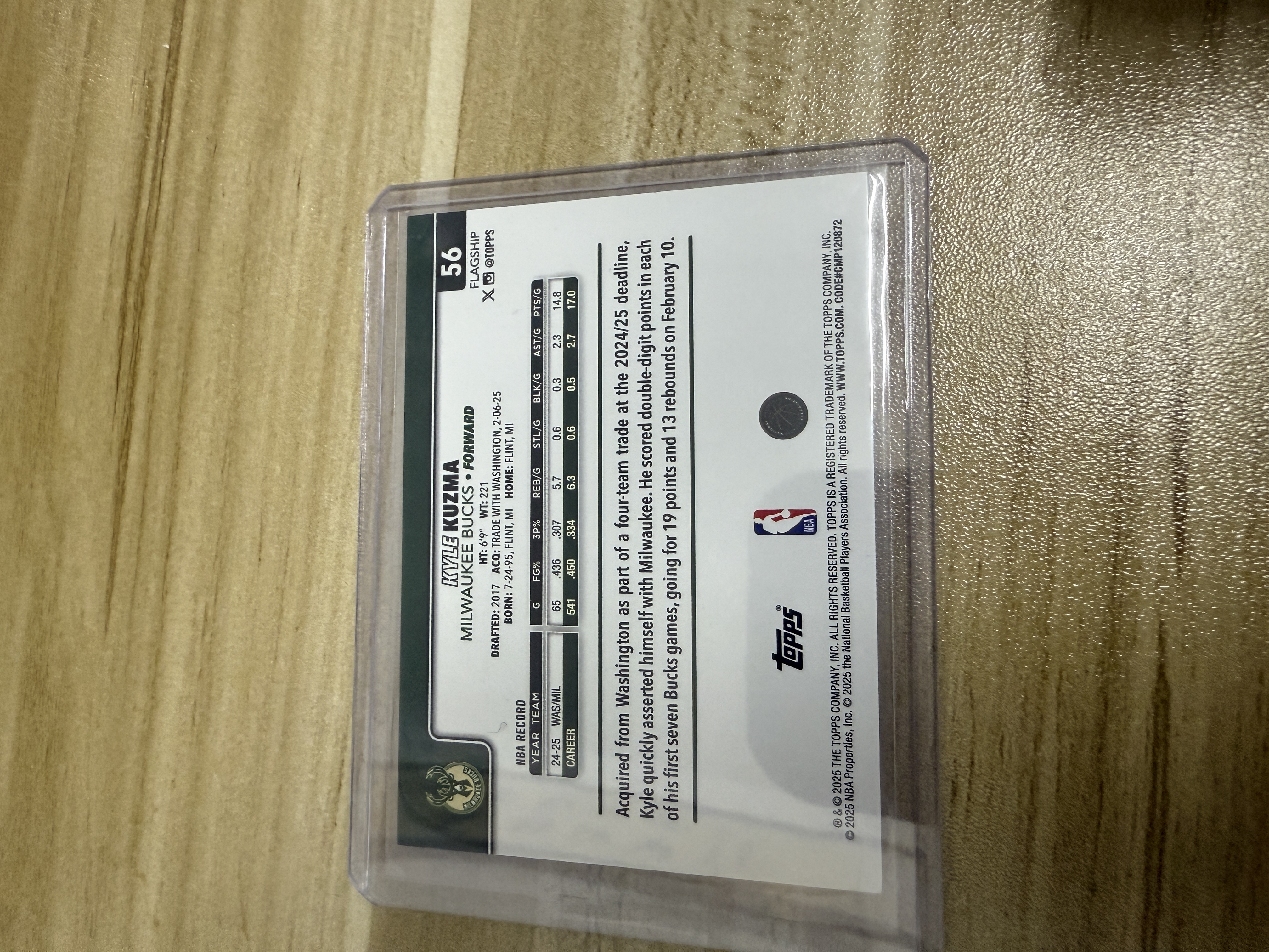 2025 Topps topps Kyle Kuzma 凯尔 库兹马 蓝折 150编 彩虹套必备 雄鹿 只发默认请看描述【KK】