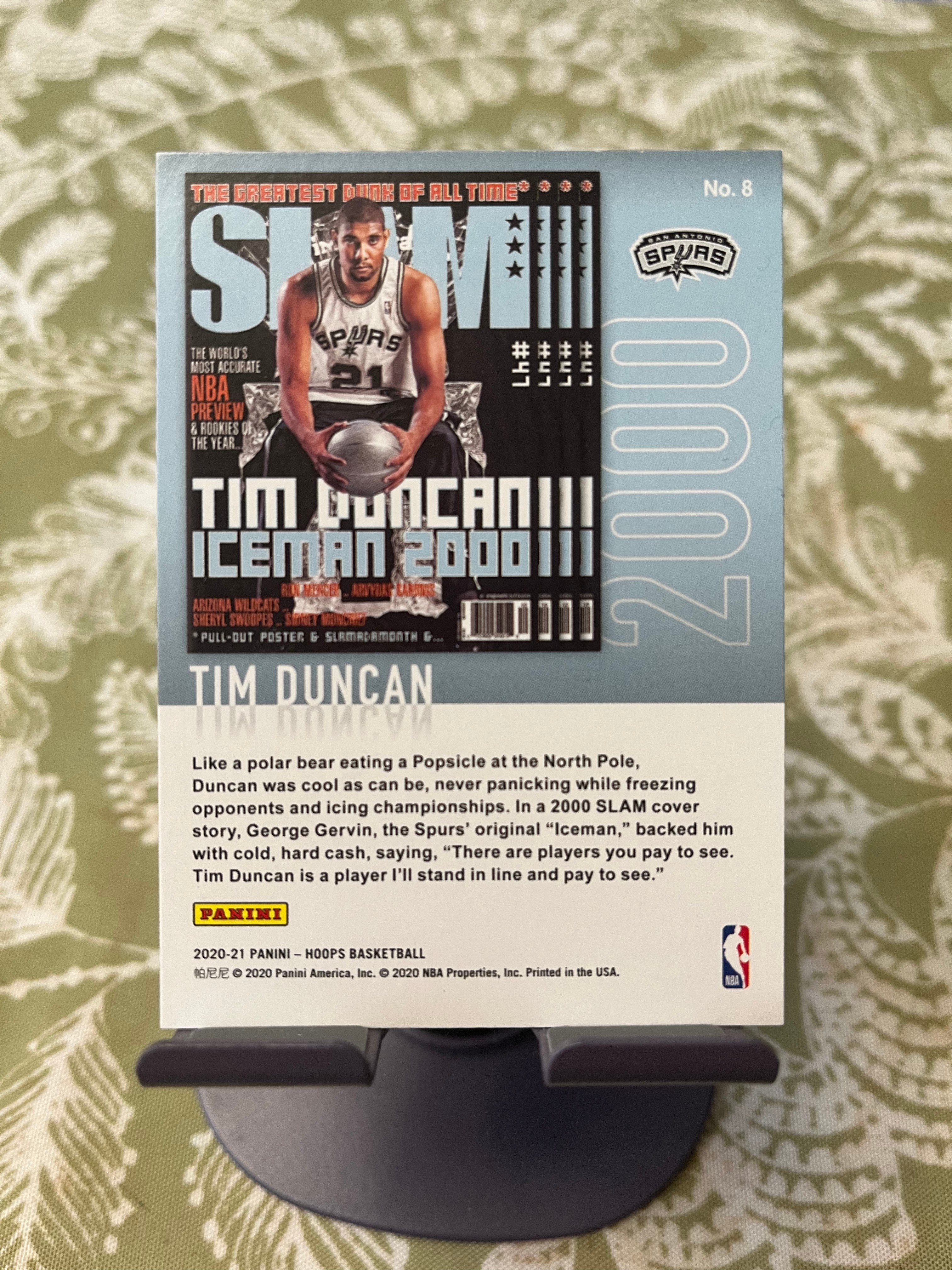 2020-21 Panini Hoops Tim Duncan 蒂姆 邓肯 石佛 马刺【SLAM杂志 特卡 经典选图 经典设计 凑套必备】【边角瑕疵如图 介意勿拍】#1147
