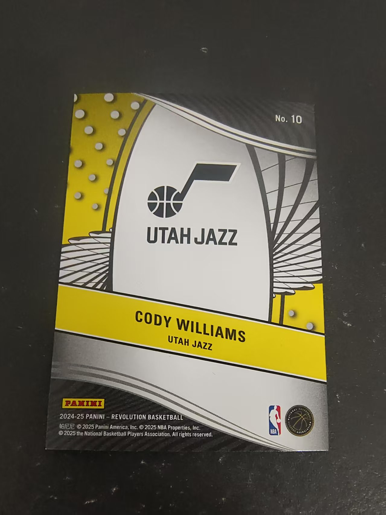 【可合并,不累计】2024-25 Panini Revolution Cody Williams RC 爵士新星 新秀 rc 科迪 威廉姆斯 折射 革命 边角瑕疵 #10